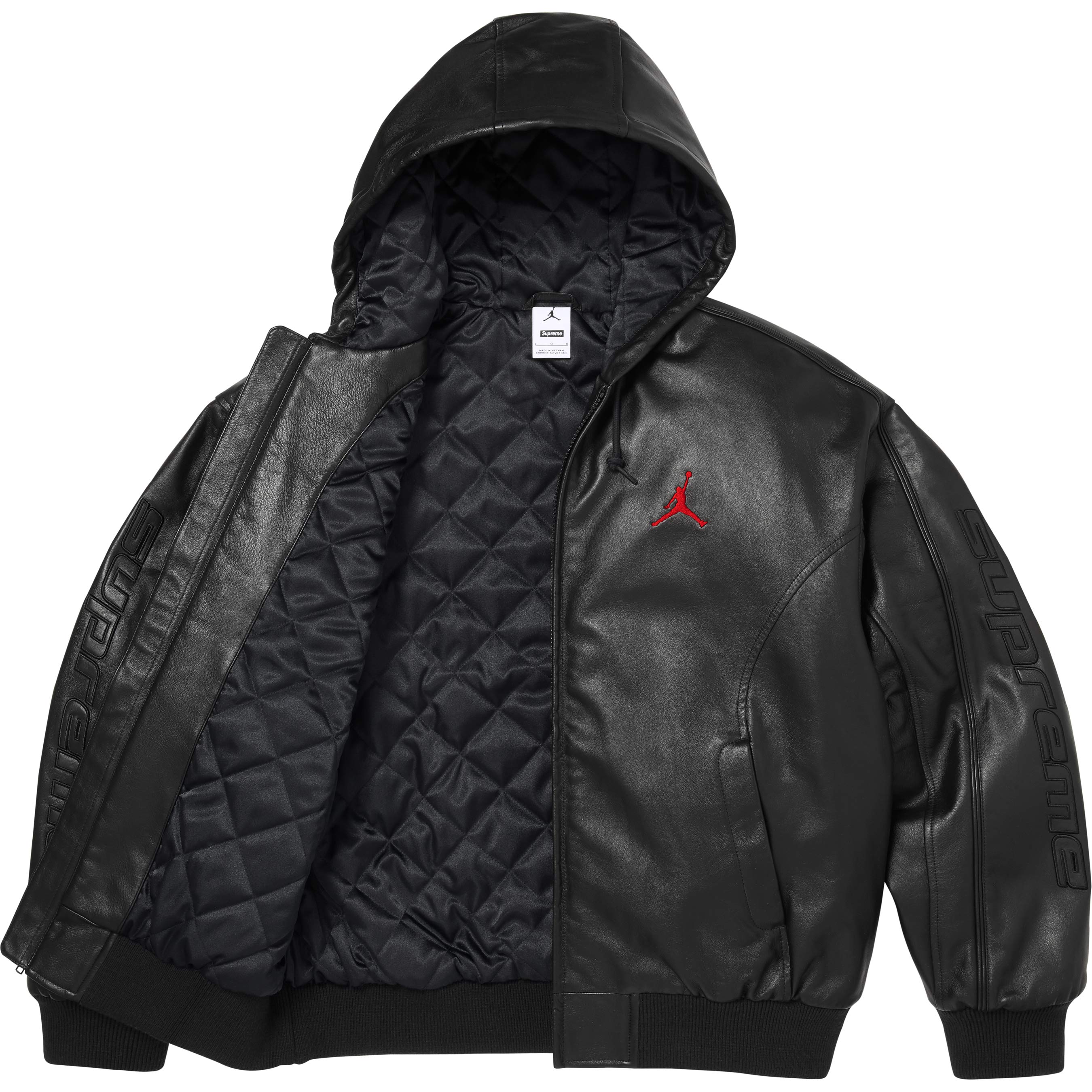 Supreme®/Jordan® Hooded Leather Jacket