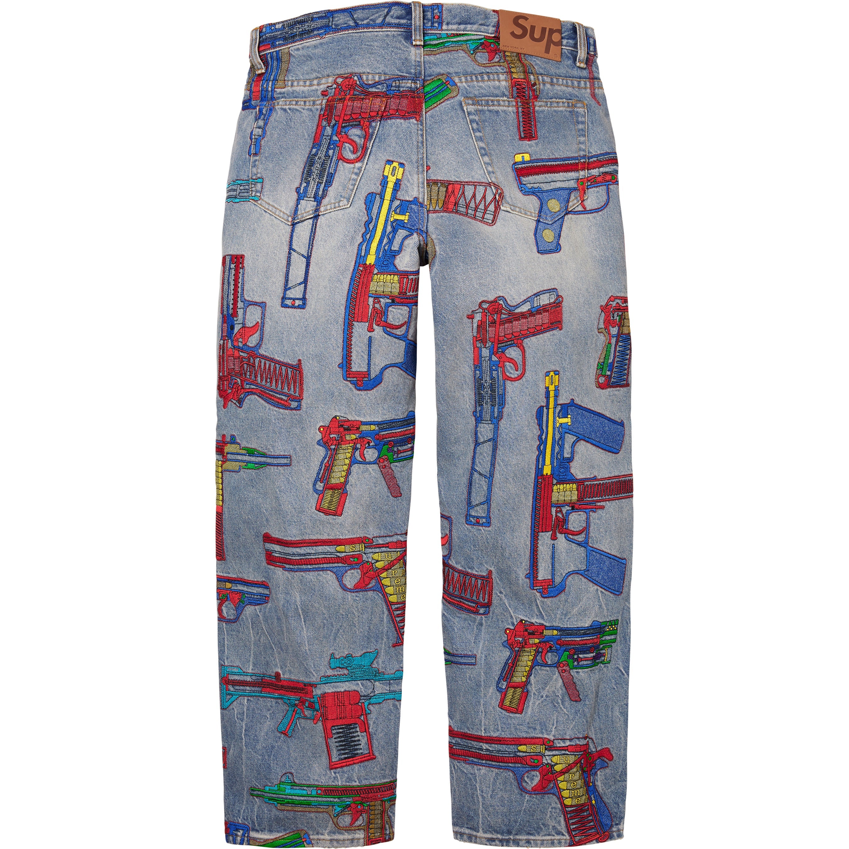 Guns Embroidered Loose Fit Jean