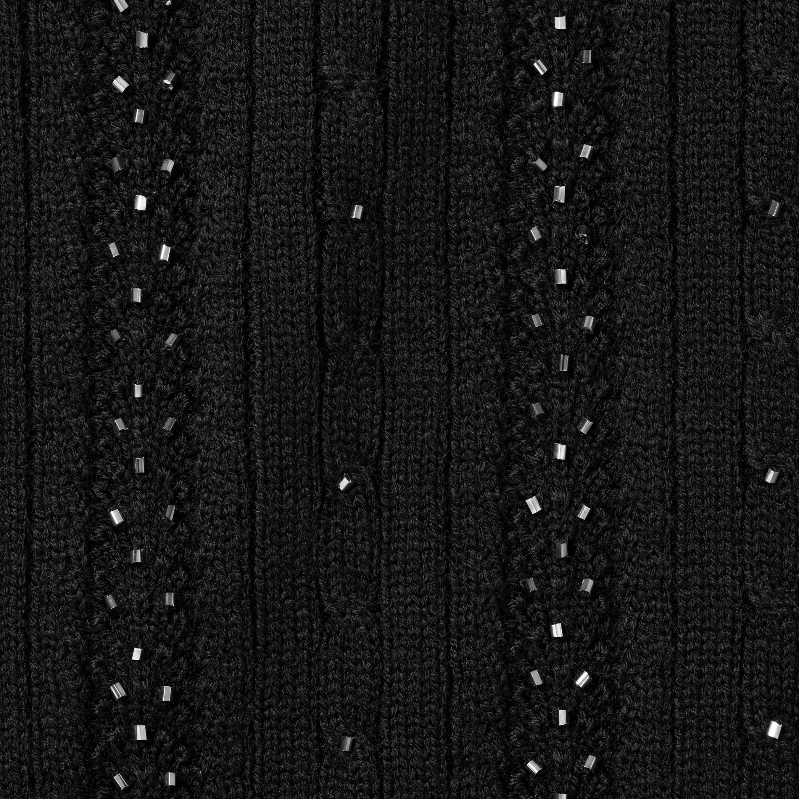 Beaded Zip S/S Polo Sweater