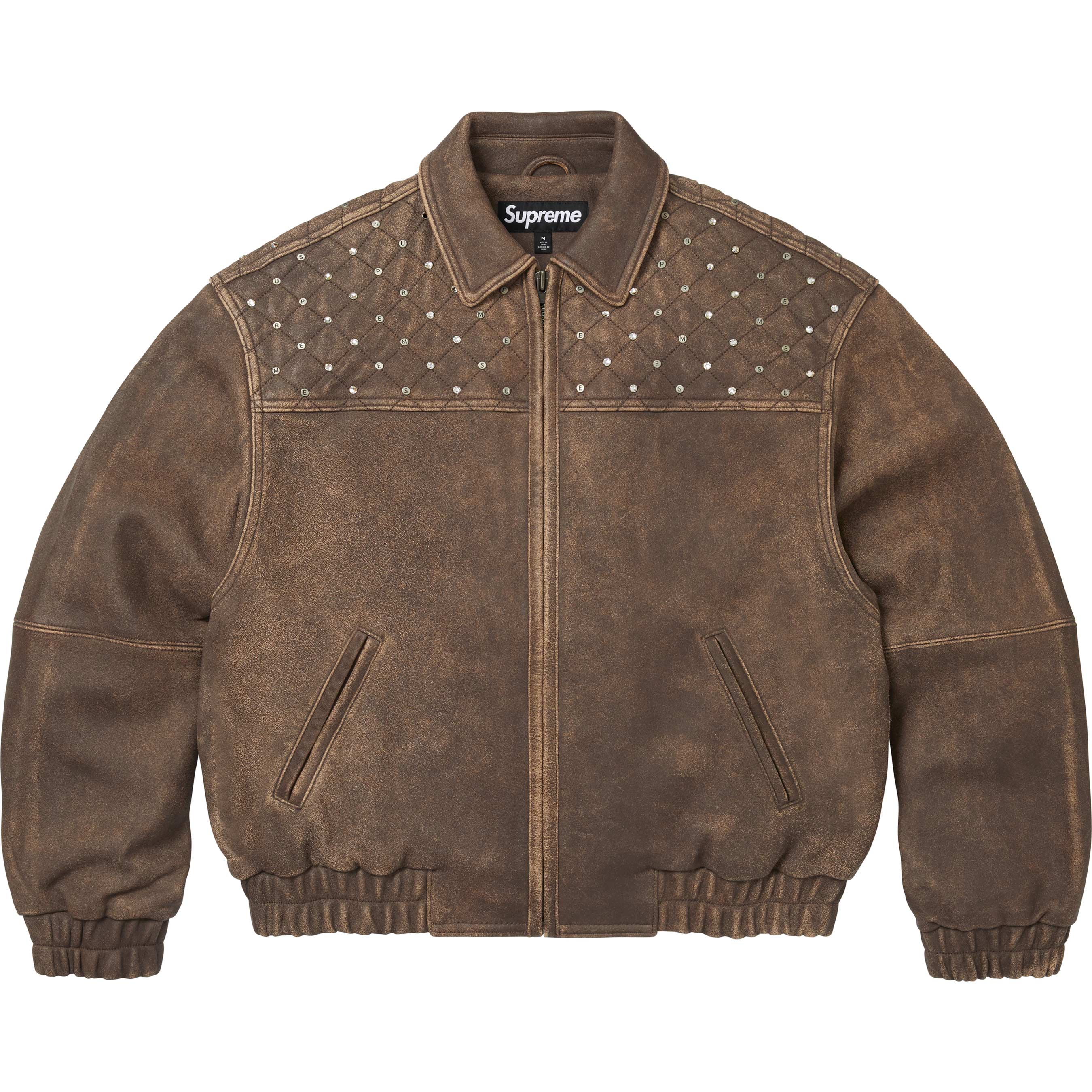 Swarovski® Studded Quilted Leather Jacket