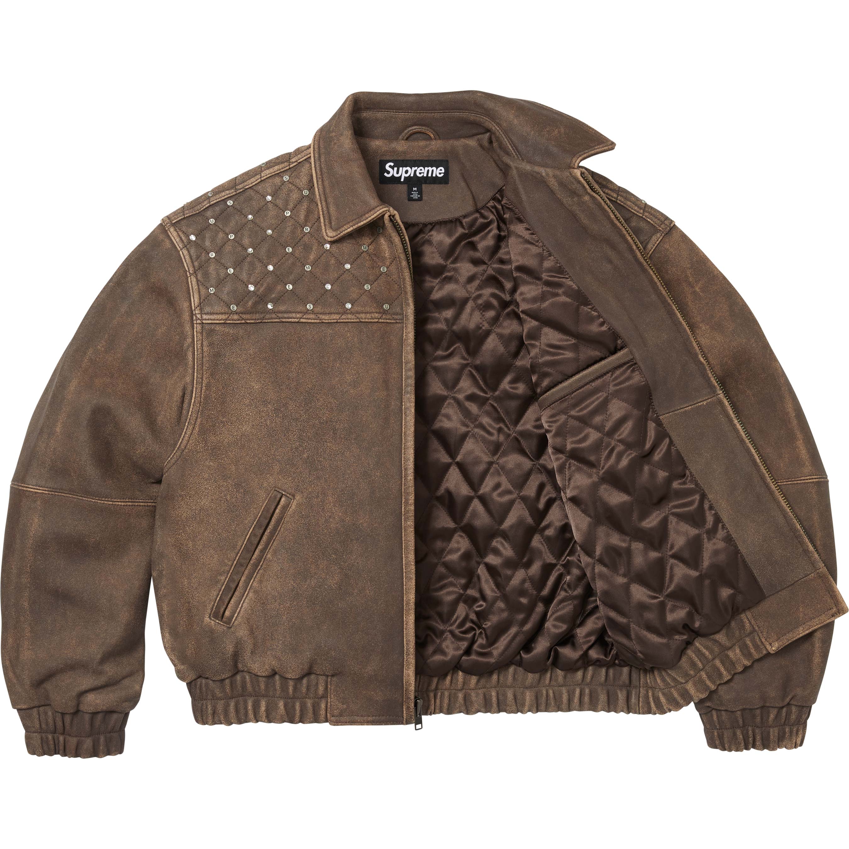 Swarovski® Studded Quilted Leather Jacket