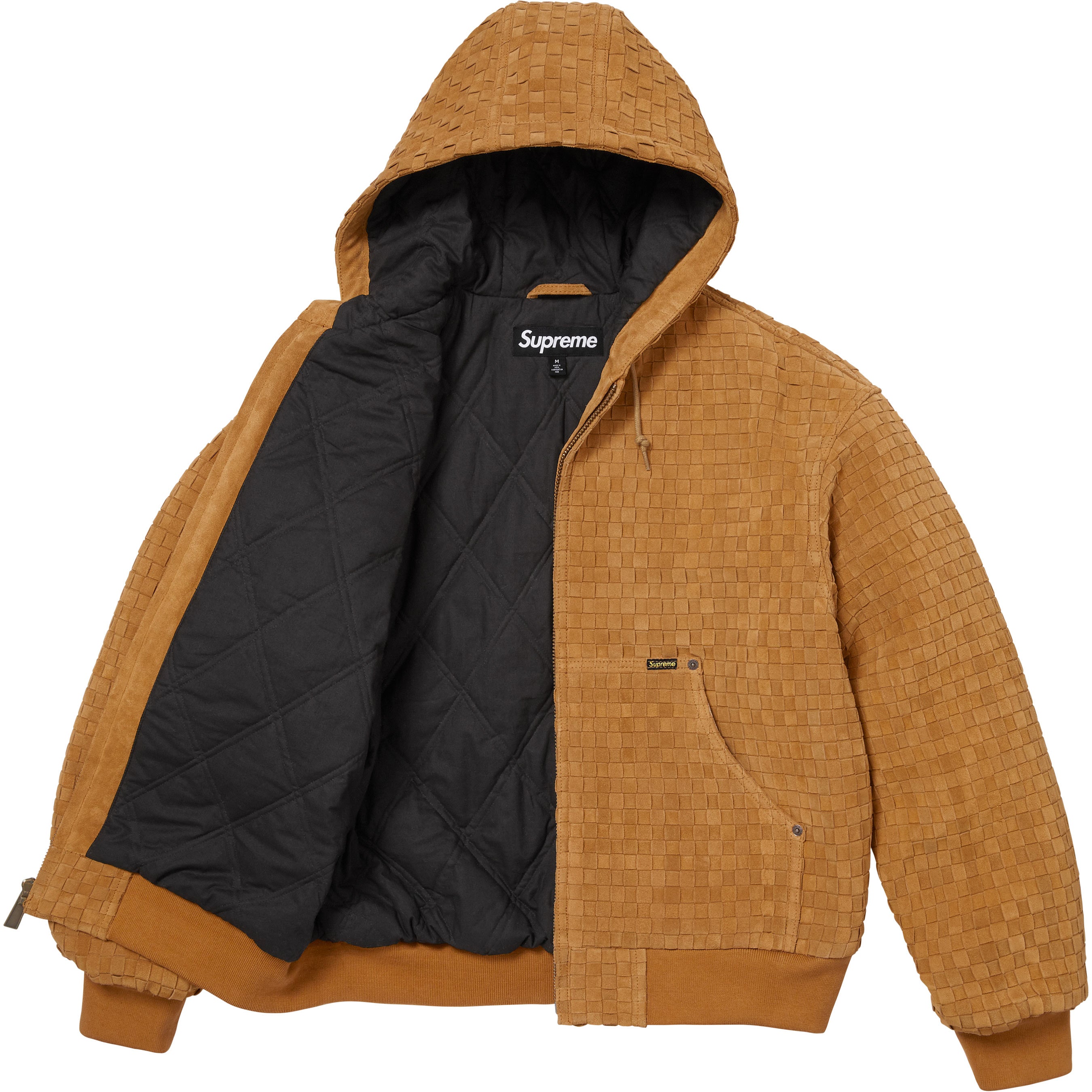 Woven Suede Hooded Work Jacket