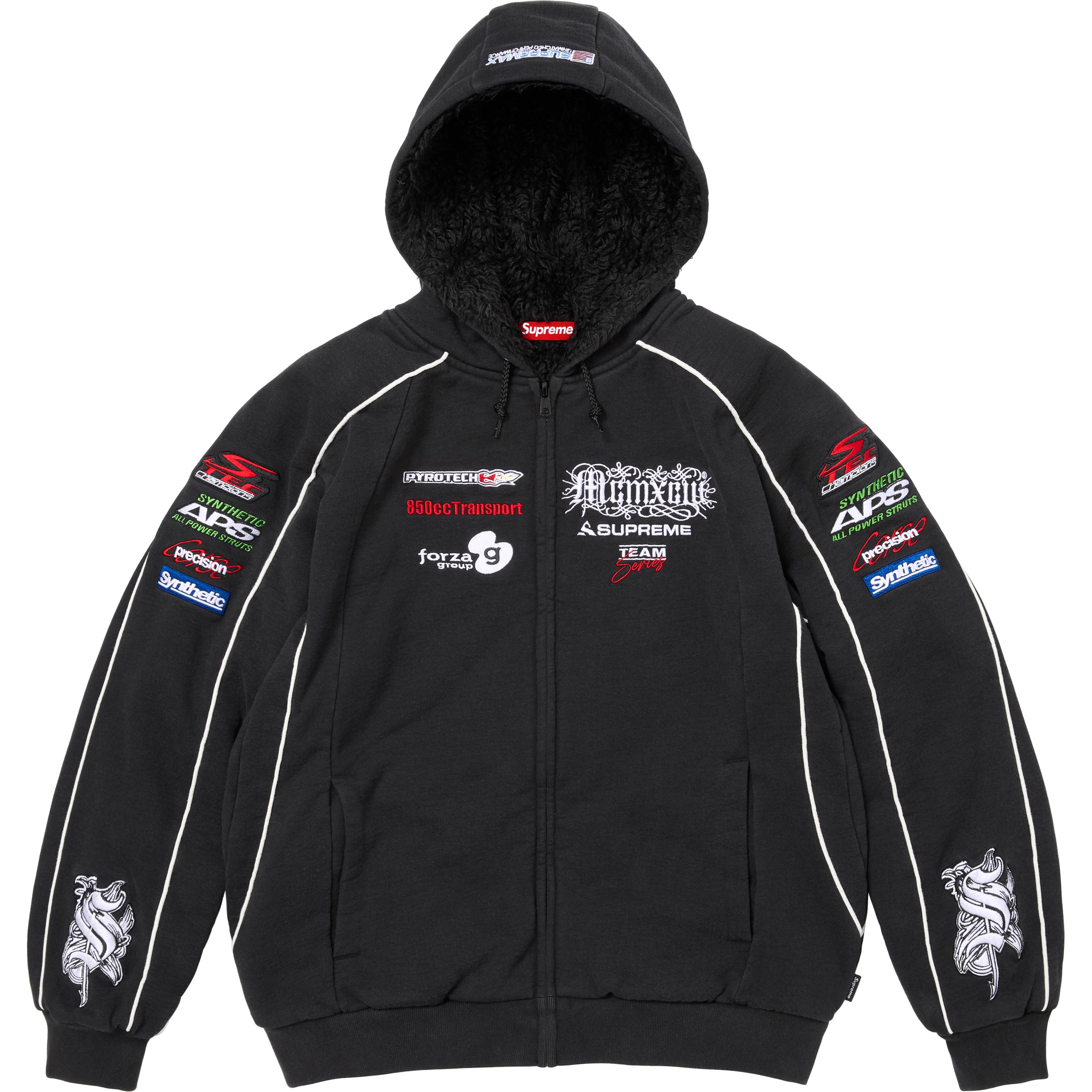 Racing Lined Zip Up Hooded Sweatshirt