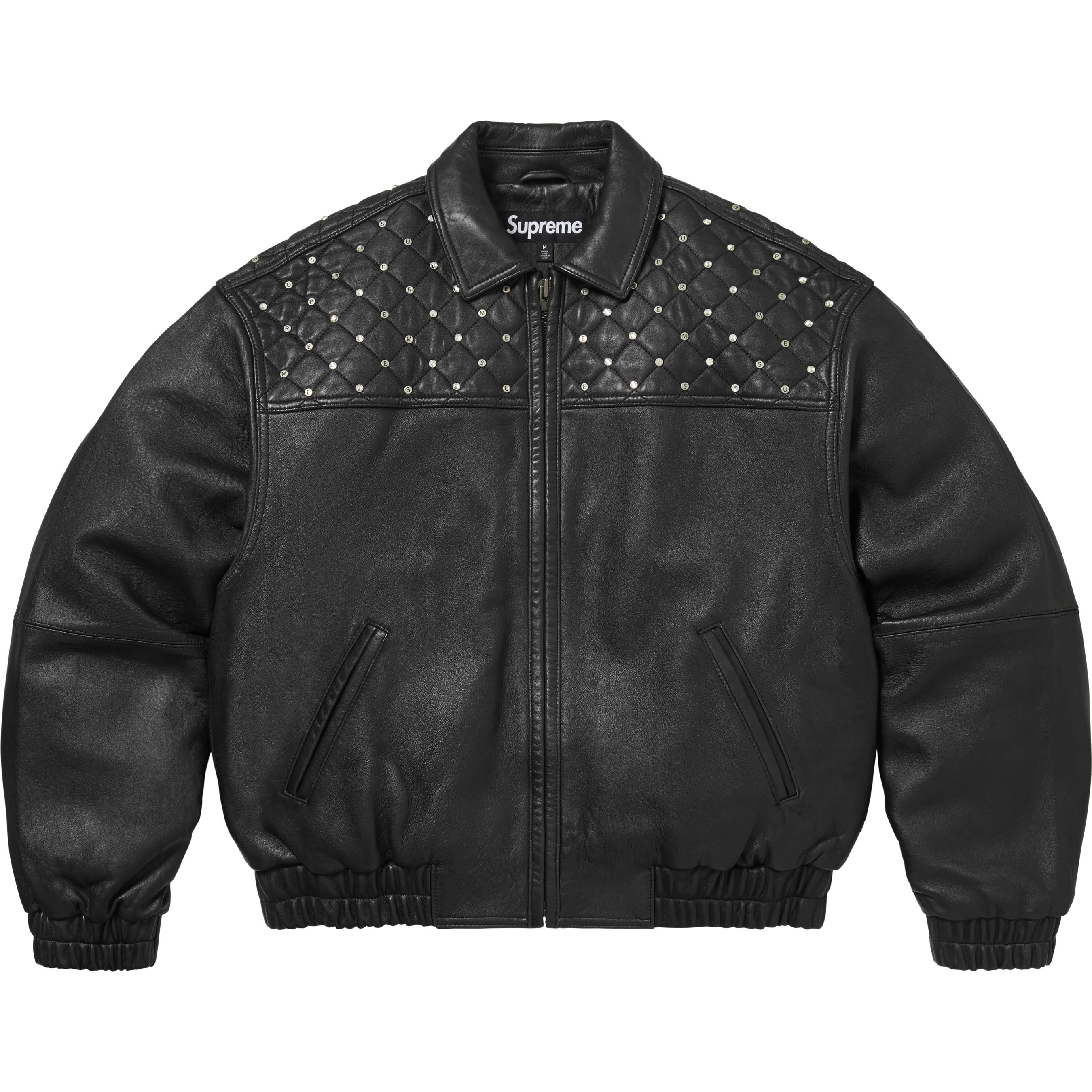 Swarovski® Studded Quilted Leather Jacket