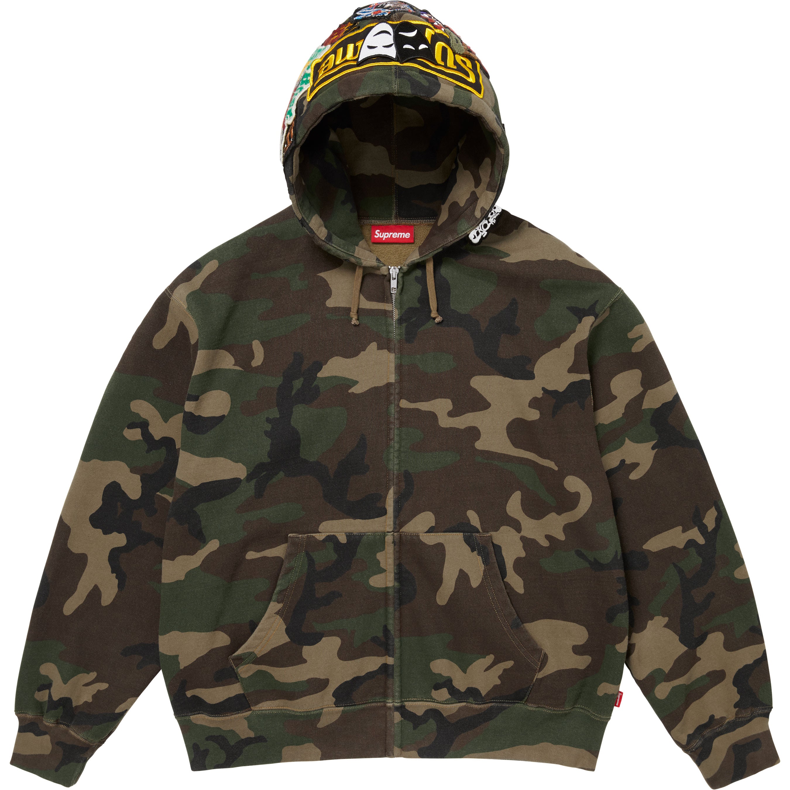 Patches Zip Up Hooded Sweatshirt