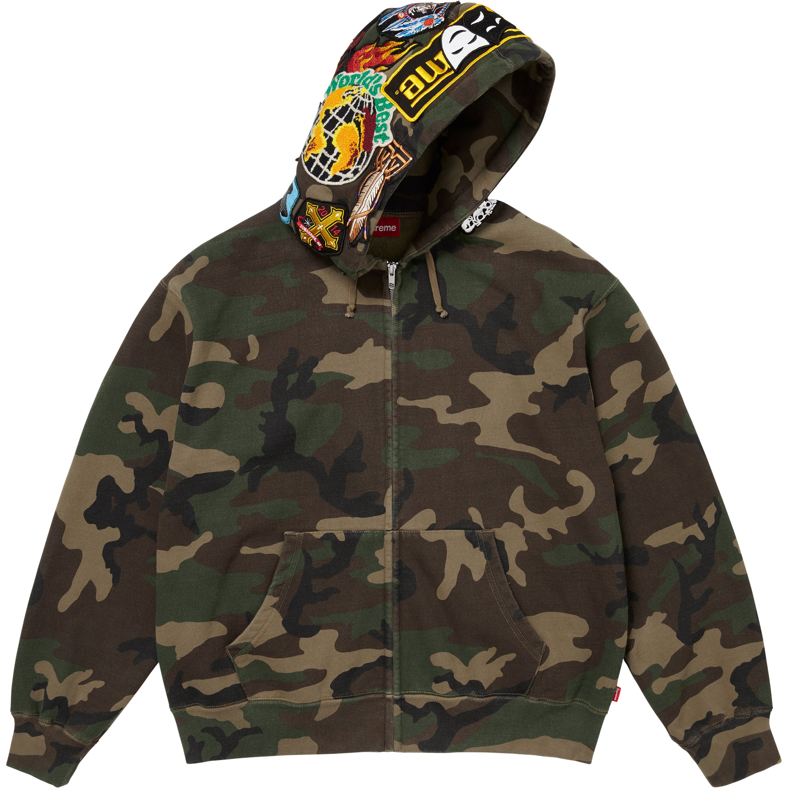 Patches Zip Up Hooded Sweatshirt