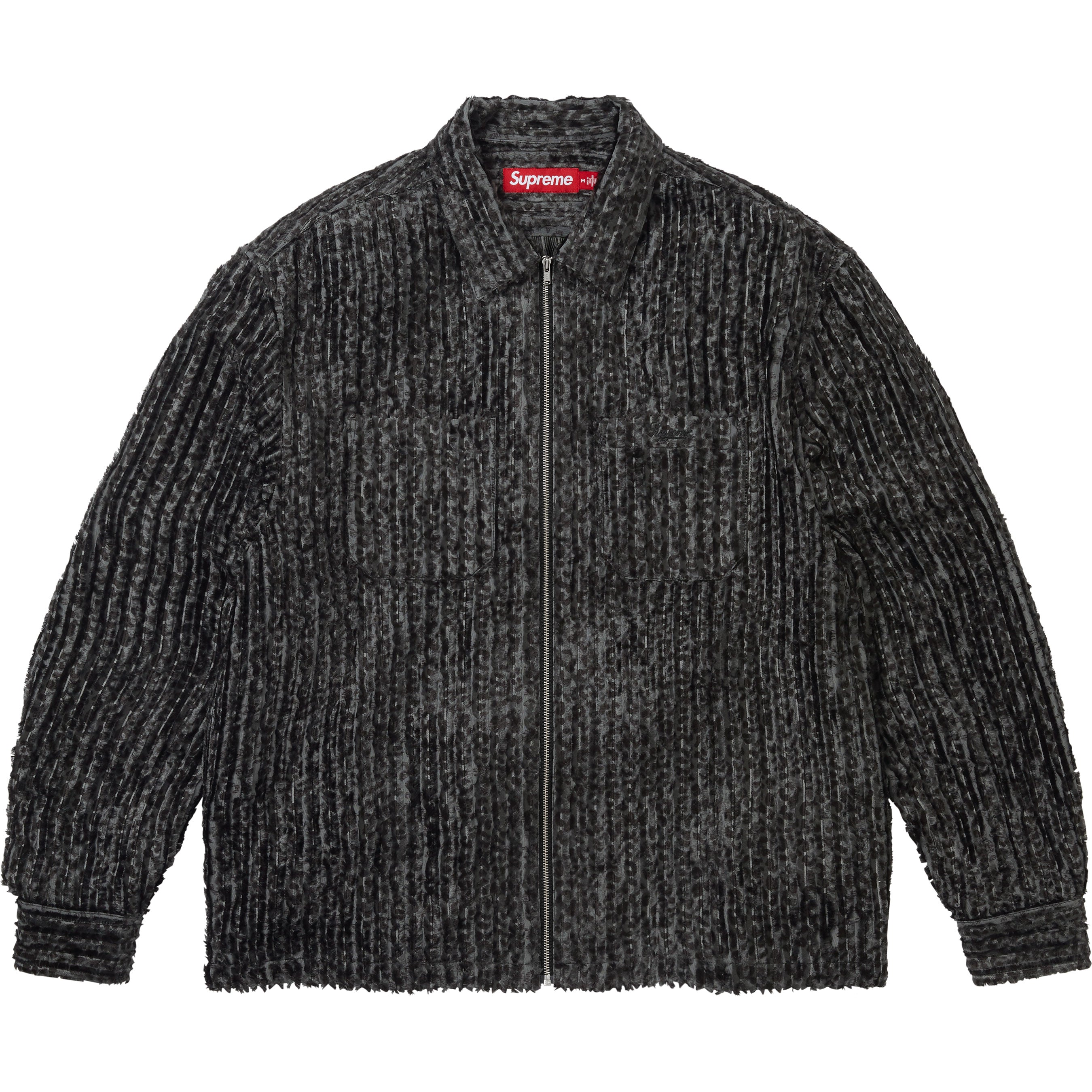 Leopard Frayed Zip Up Shirt
