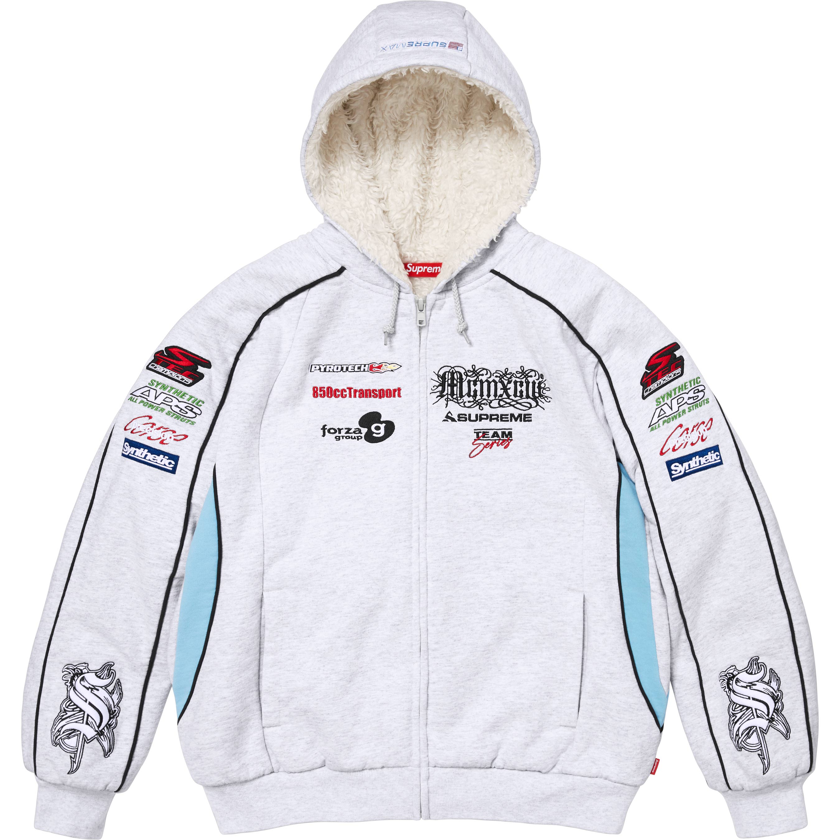 Racing Lined Zip Up Hooded Sweatshirt