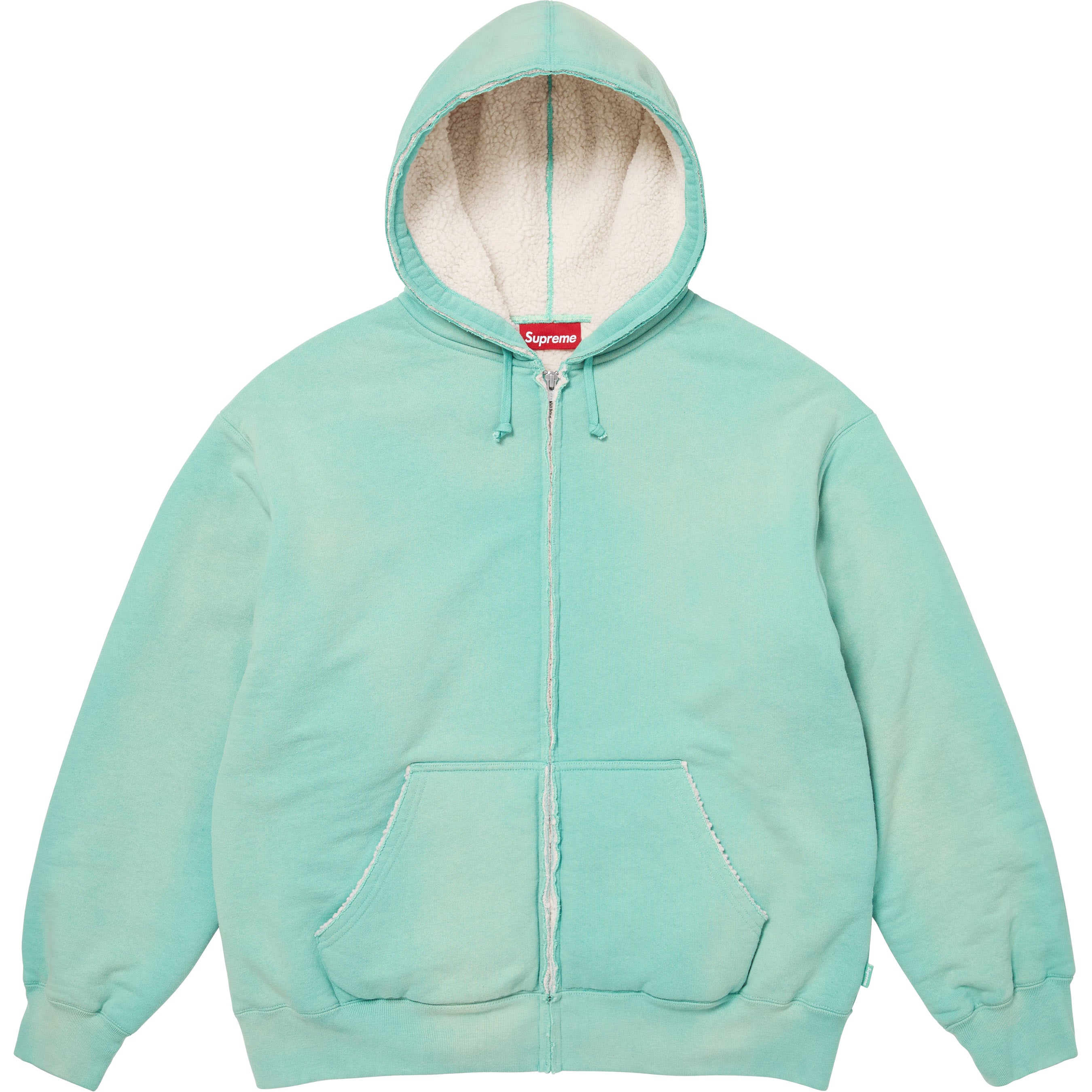 Shearling Lined Zip Up Hooded Sweatshirt