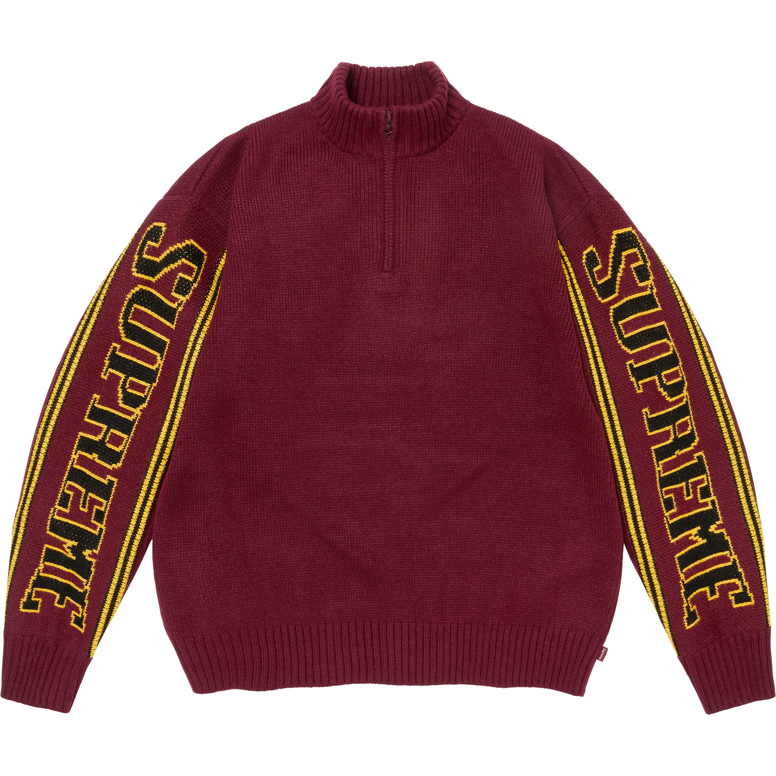 Jacquard Sleeve Half Zip Sweater