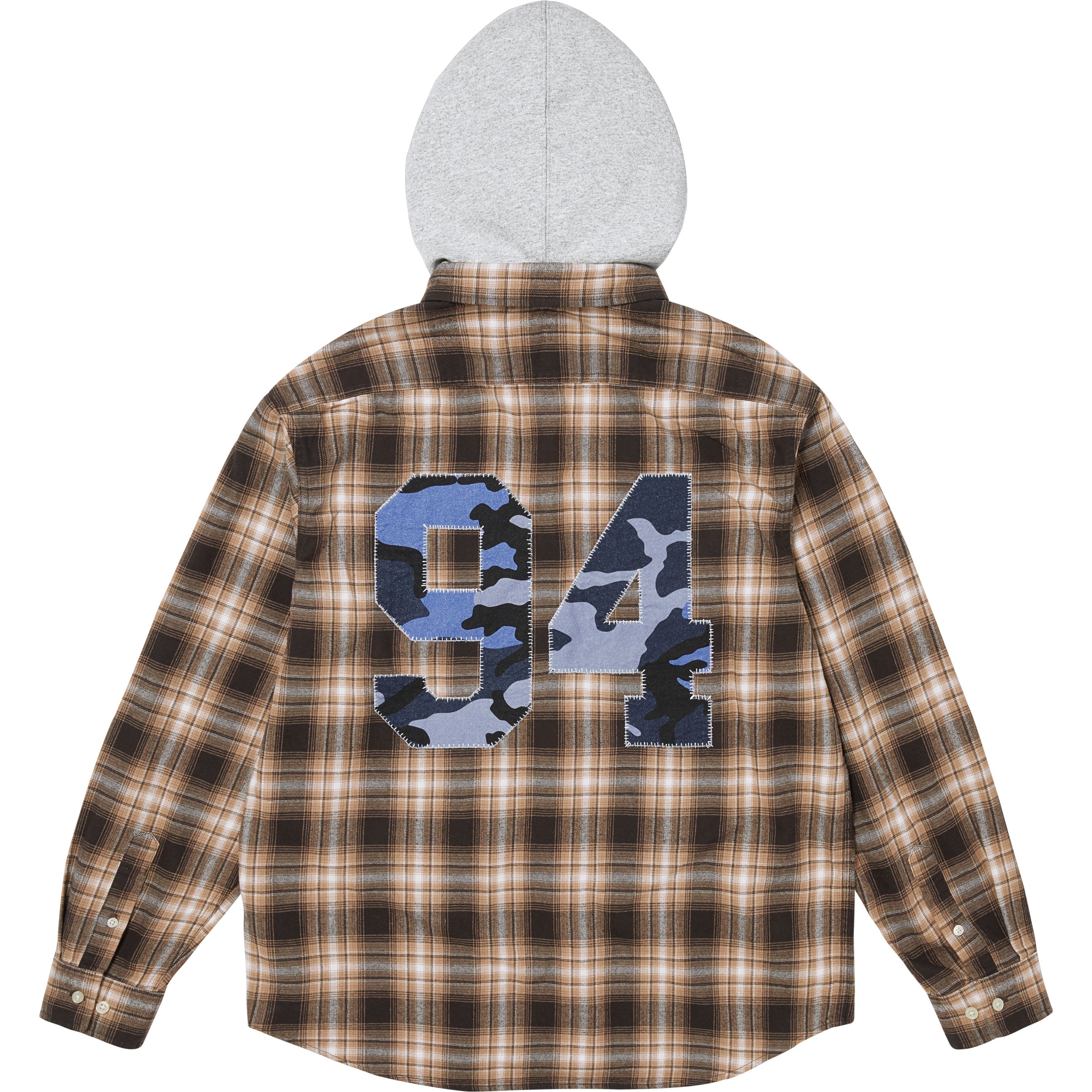Appliqué Hooded Flannel Shirt