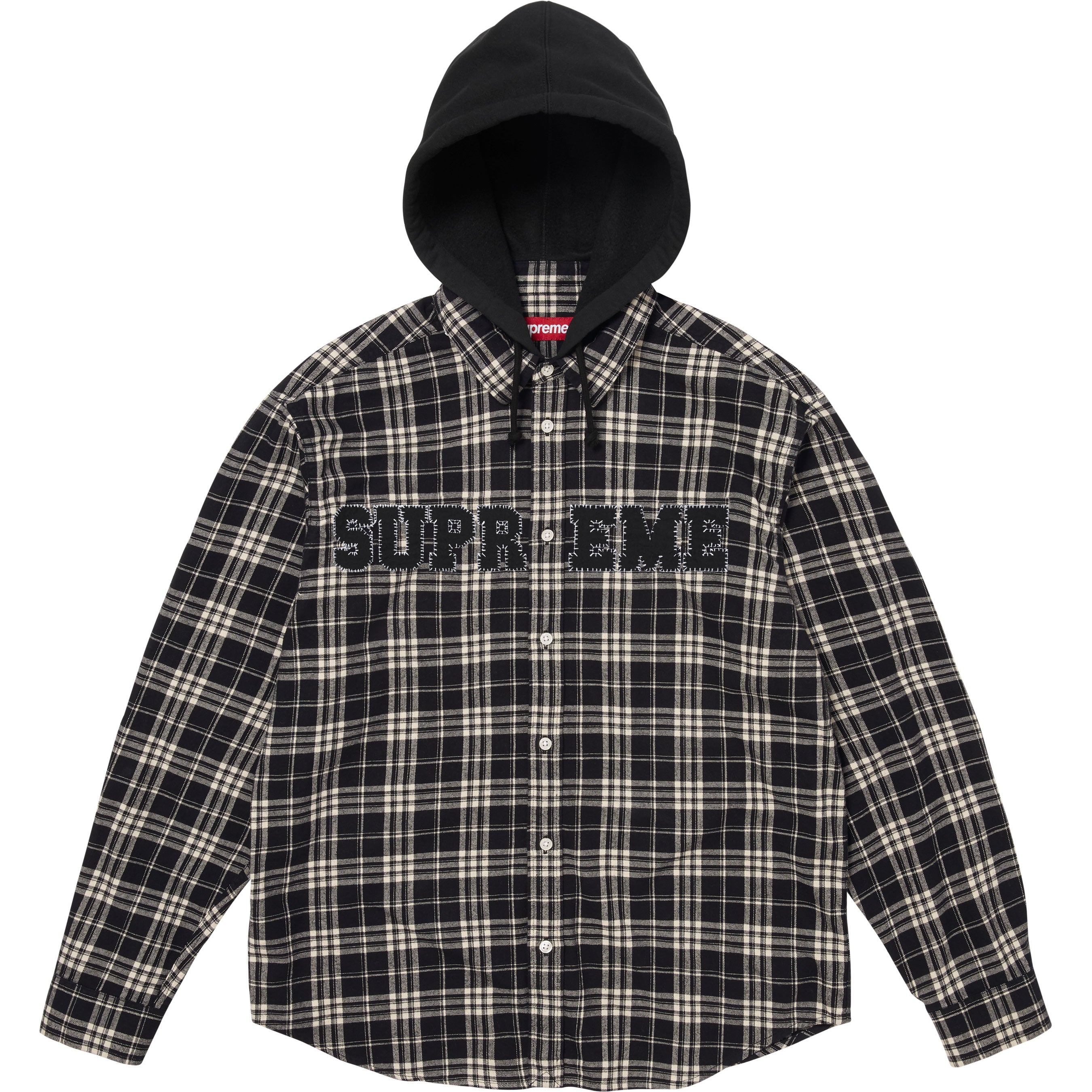 Appliqué Hooded Flannel Shirt