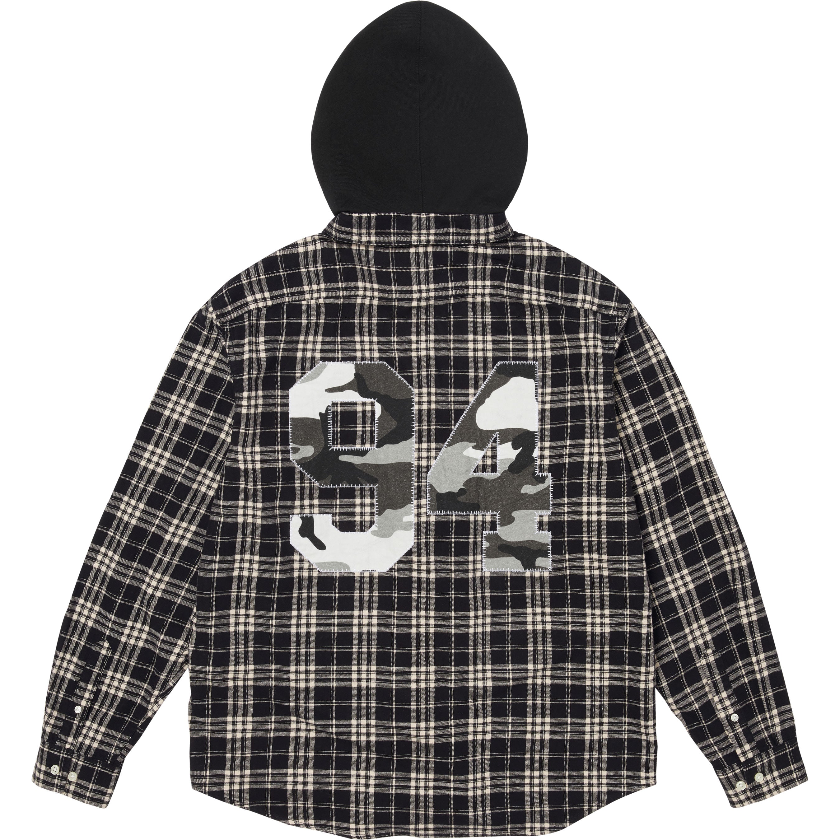 Appliqué Hooded Flannel Shirt