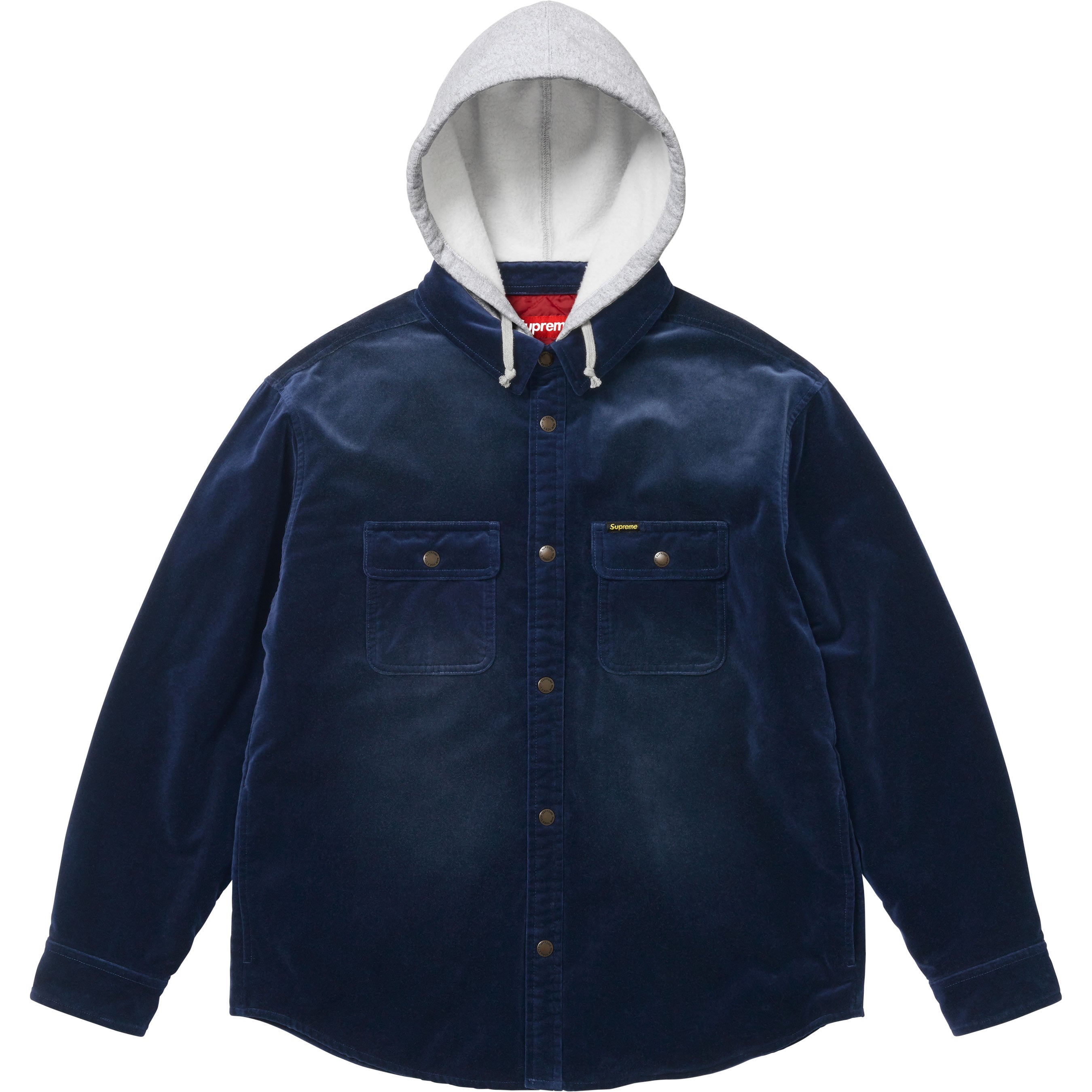 Quilted Lined Hooded Velvet Snap Shirt