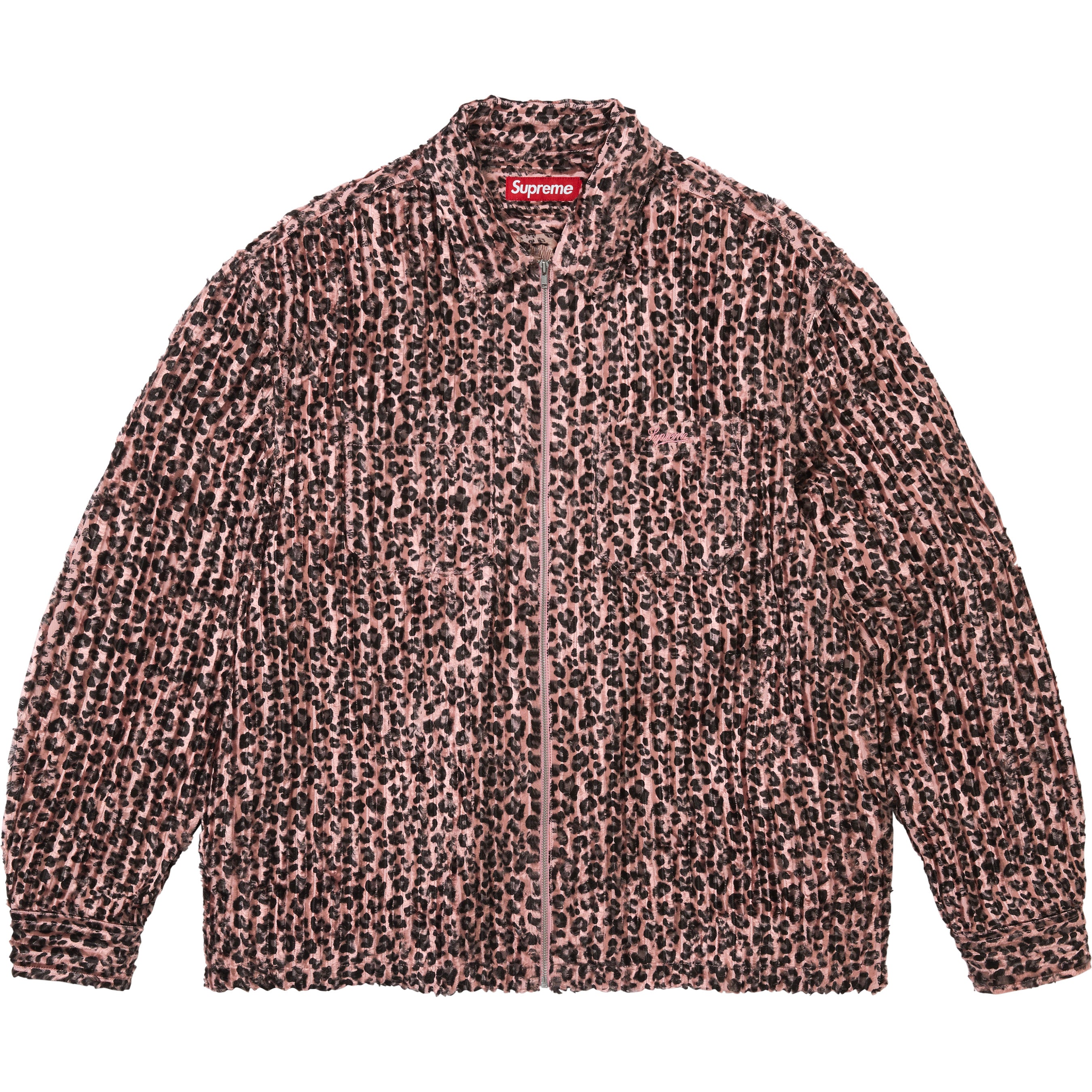 Leopard Frayed Zip Up Shirt