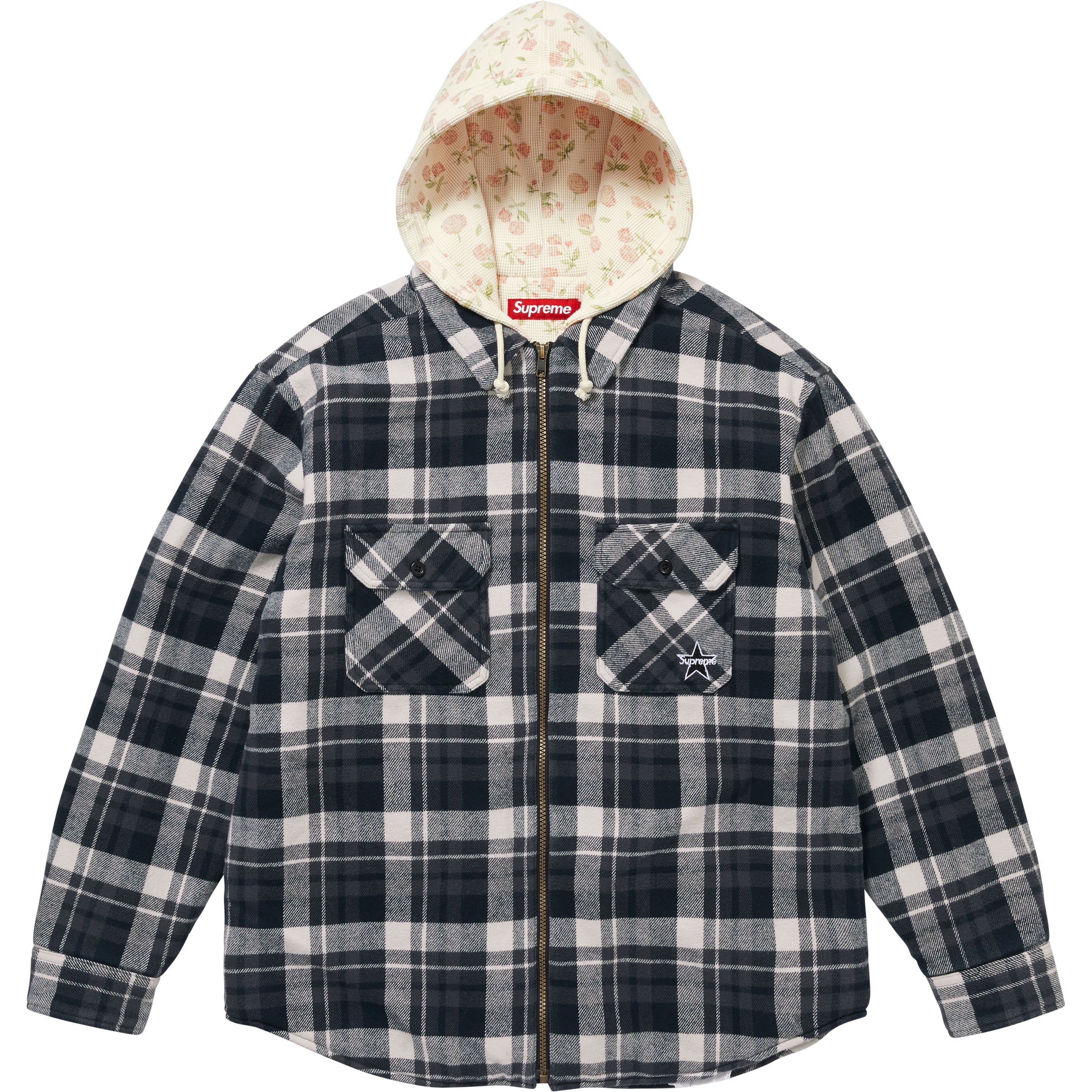Thermal Lined Hooded Flannel Zip Up Shirt
