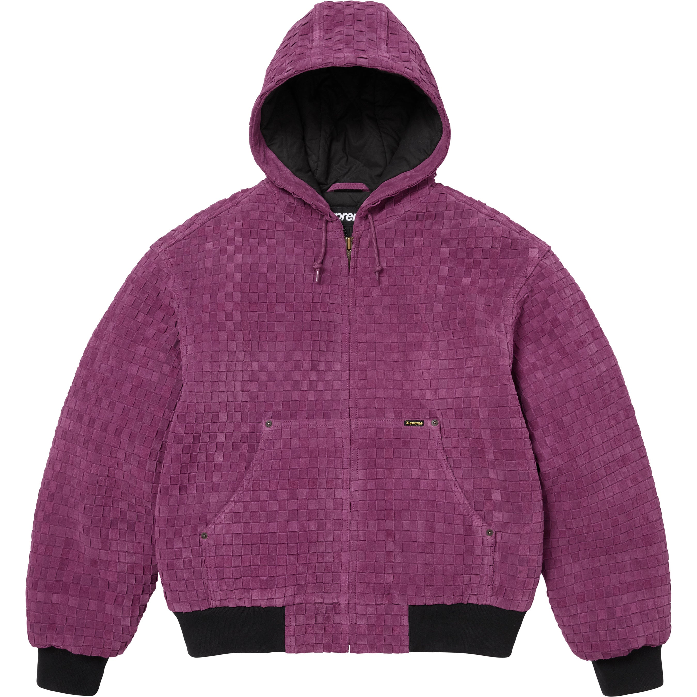 Woven Suede Hooded Work Jacket