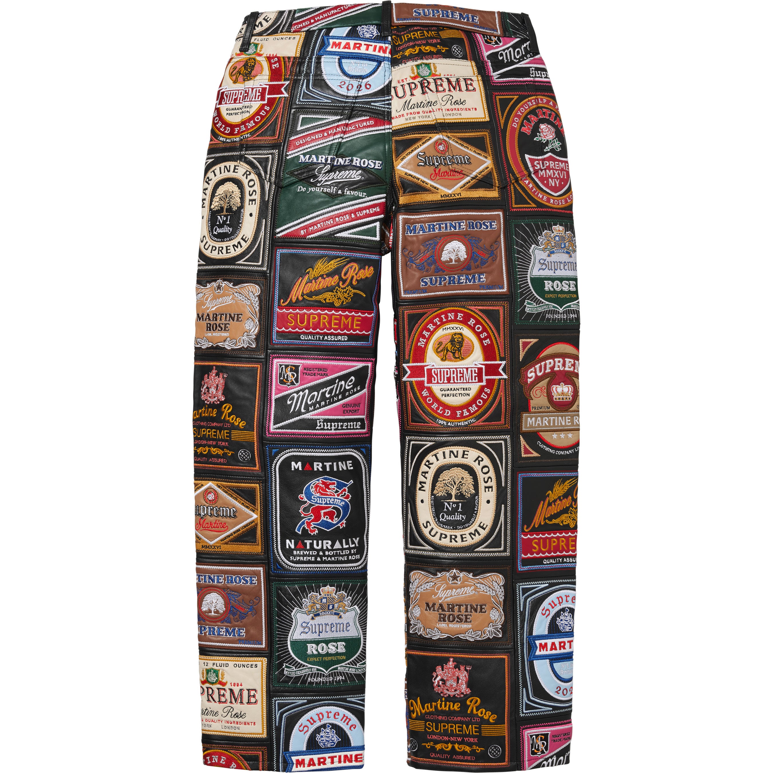 Supreme®/Martine Rose® Patchwork Labels Leather 5-Pocket Jean