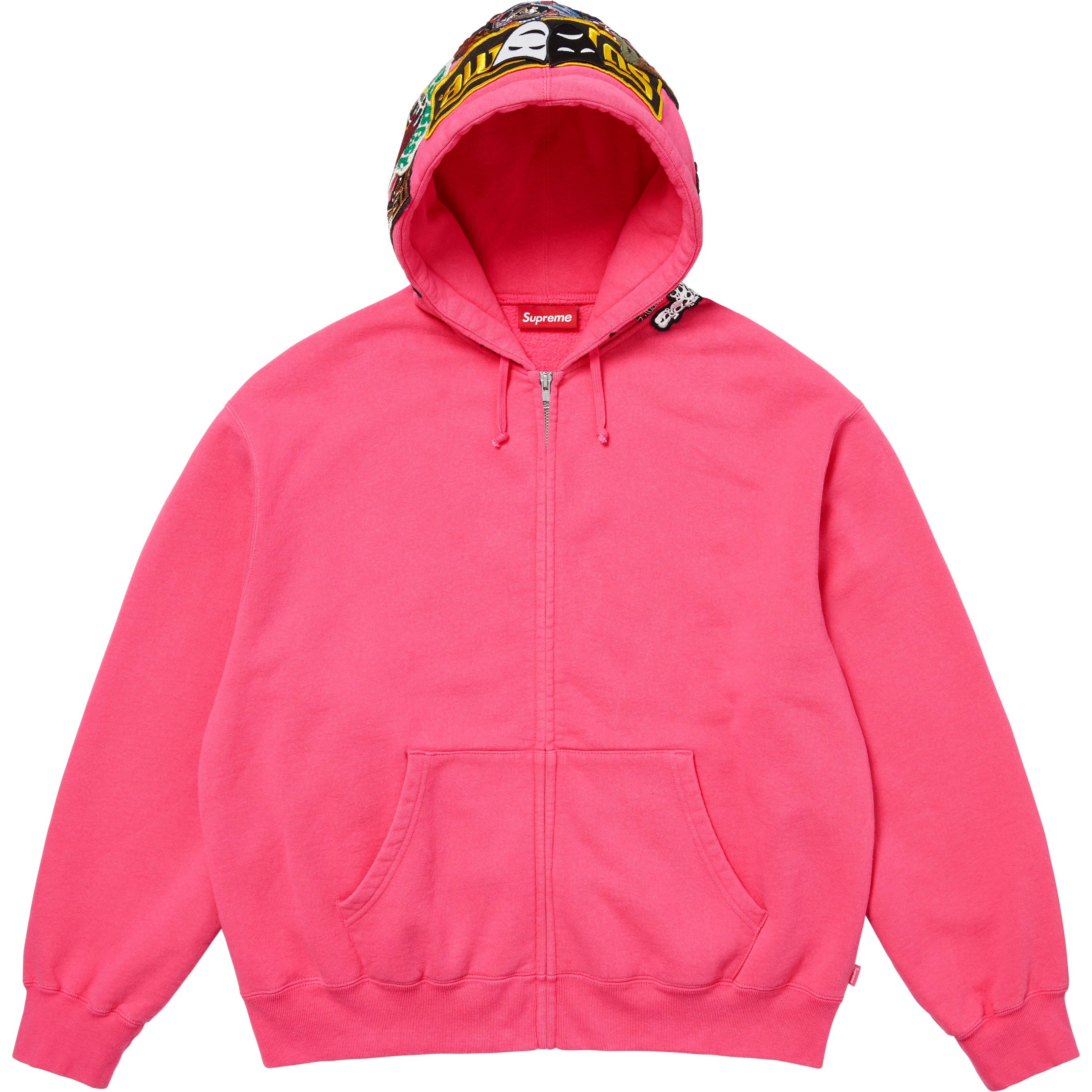 Patches Zip Up Hooded Sweatshirt