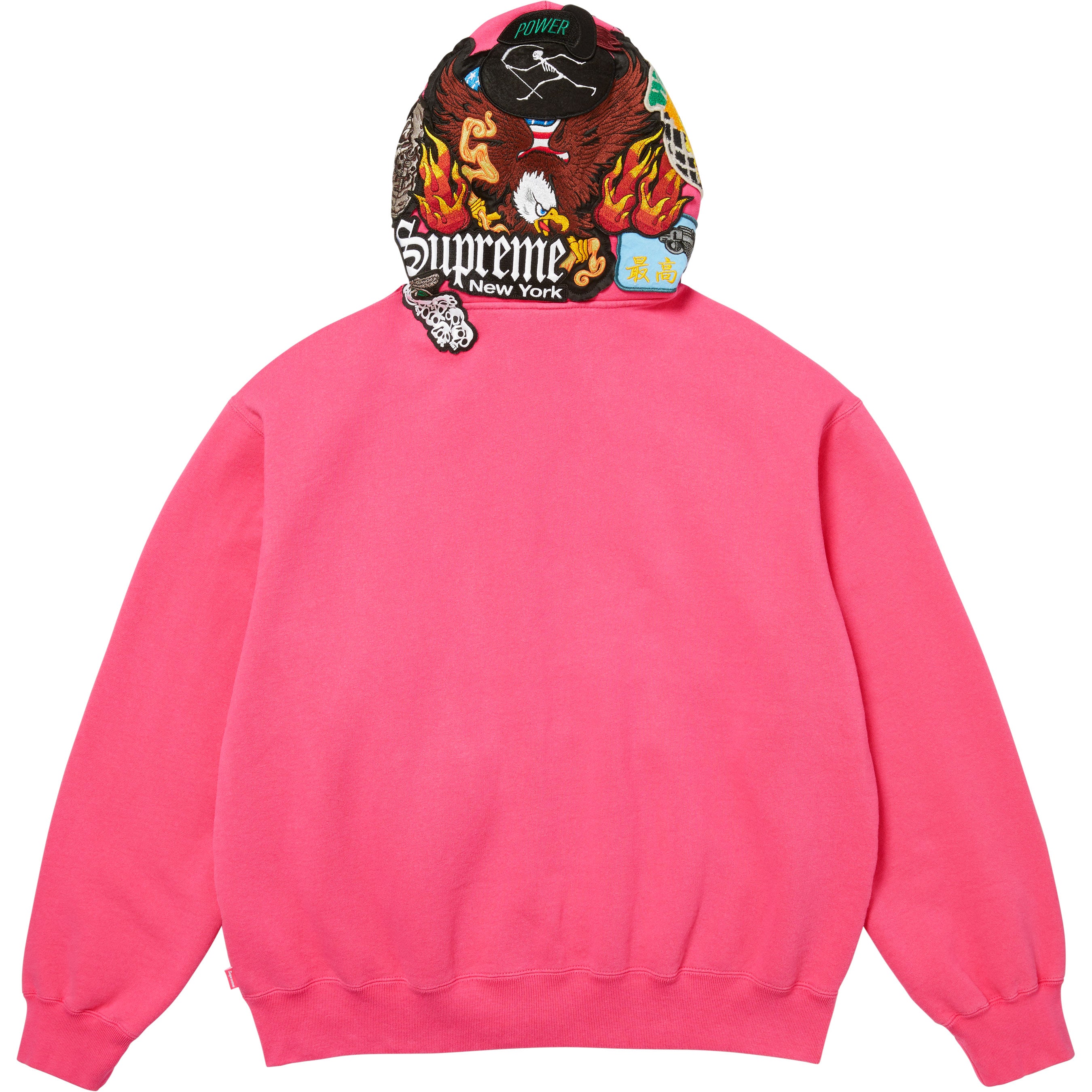Patches Zip Up Hooded Sweatshirt