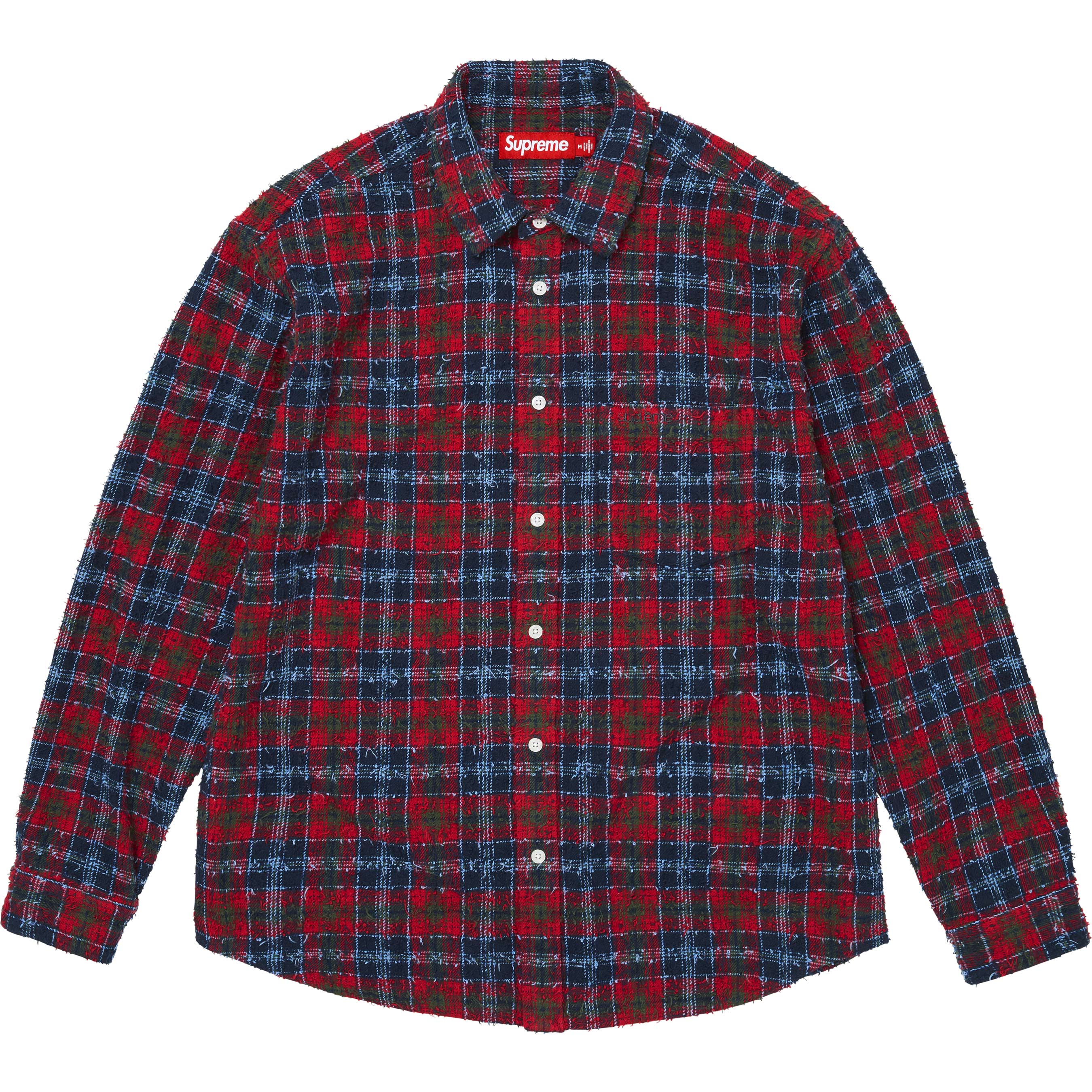 Frayed Textured Plaid Shirt