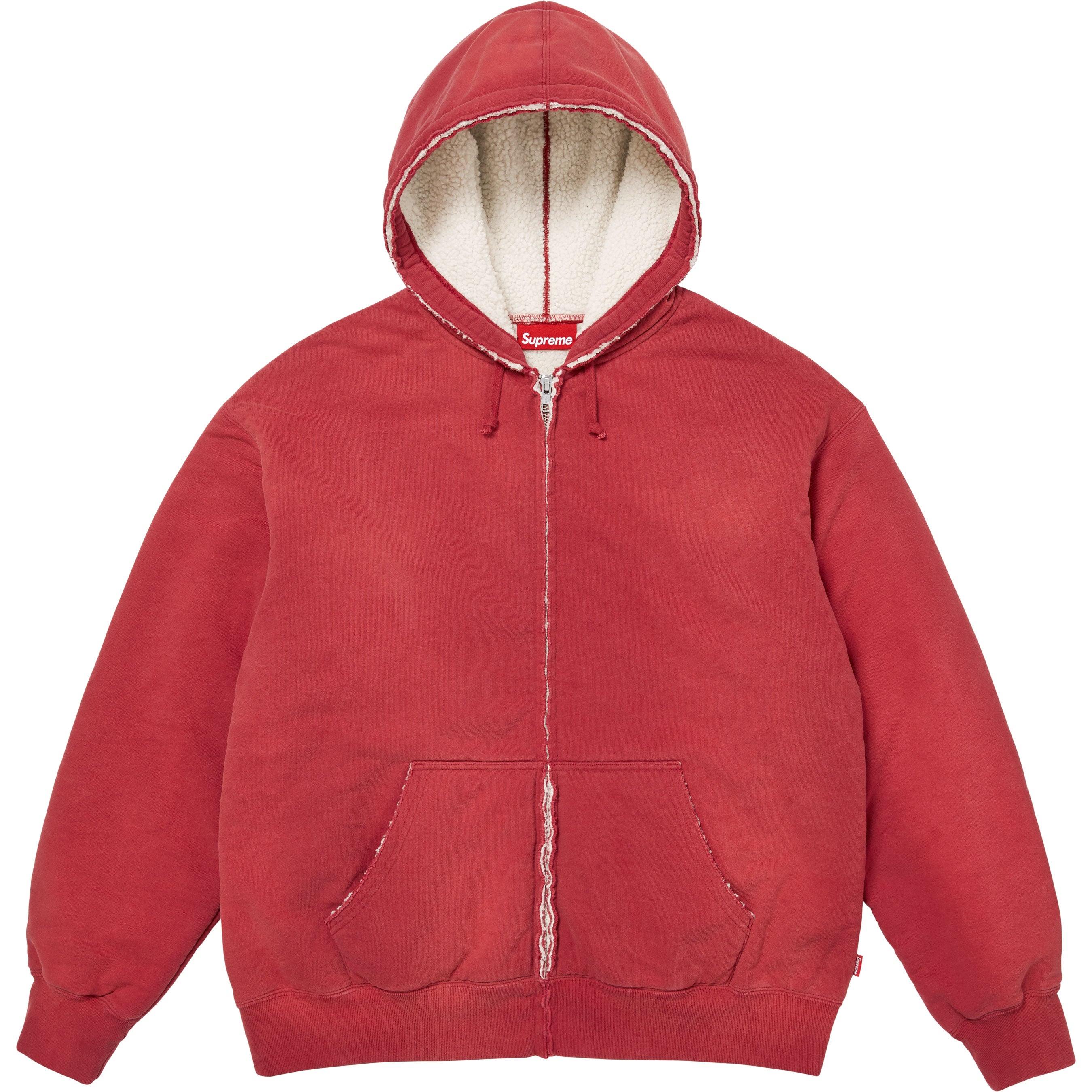 Shearling Lined Zip Up Hooded Sweatshirt
