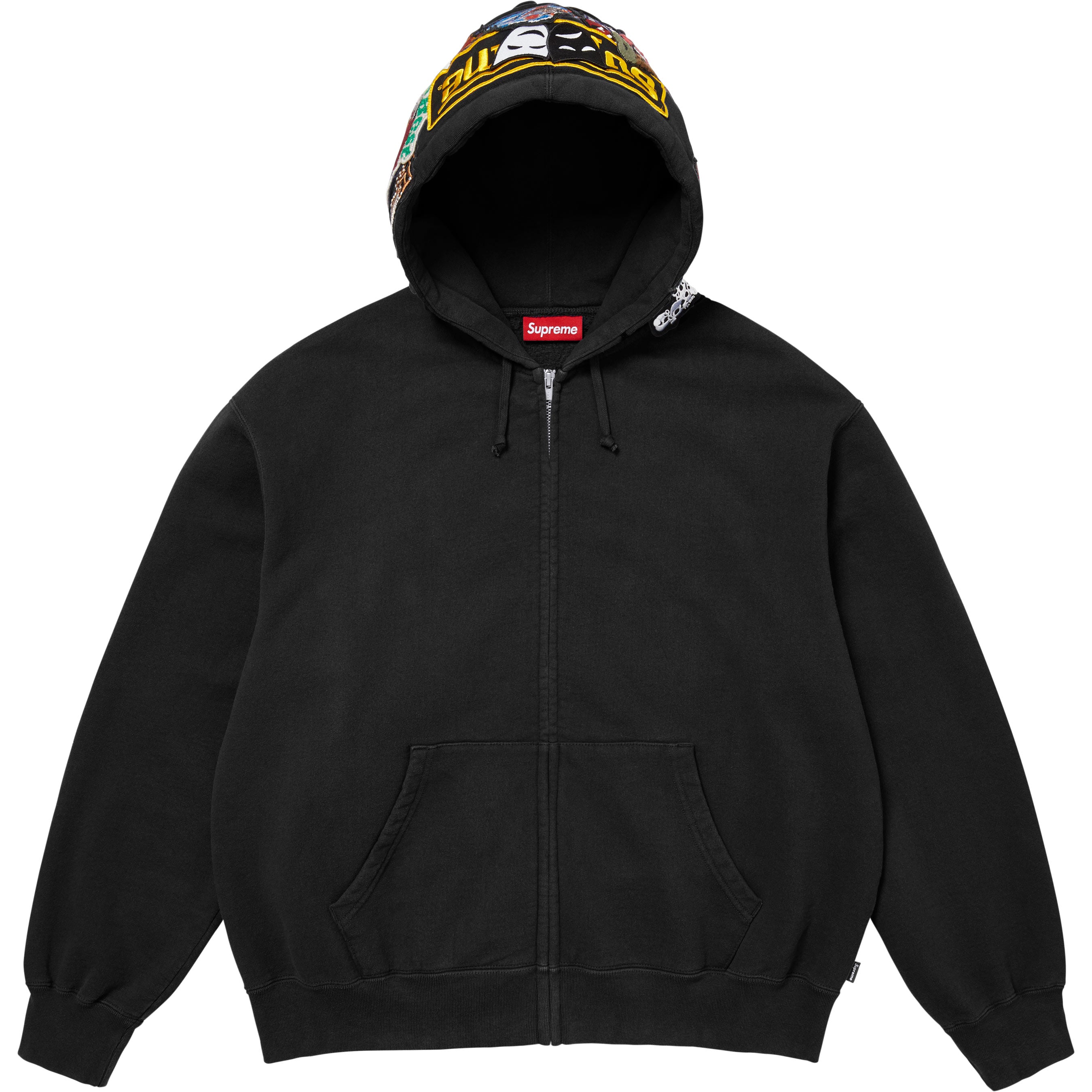 Patches Zip Up Hooded Sweatshirt
