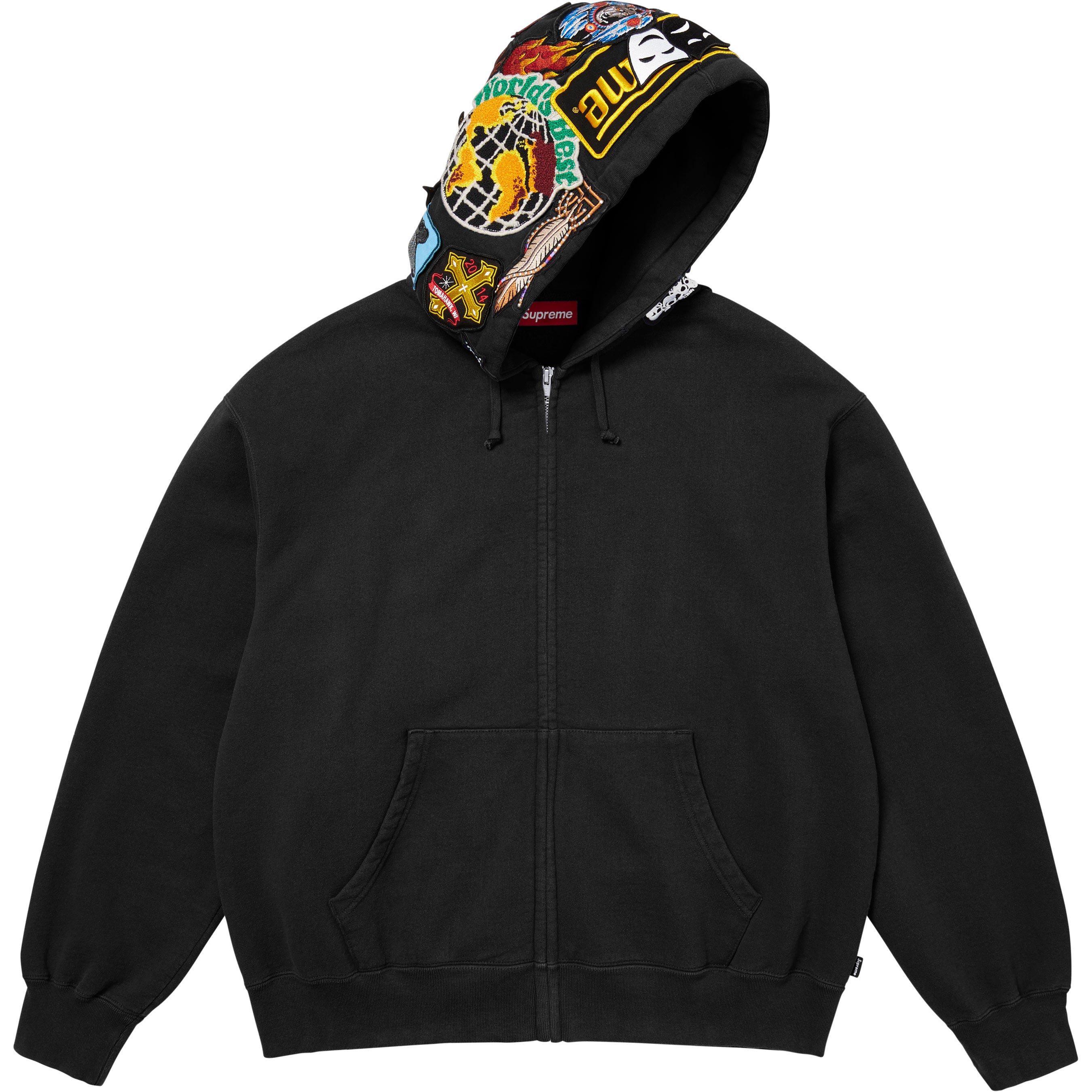 Patches Zip Up Hooded Sweatshirt