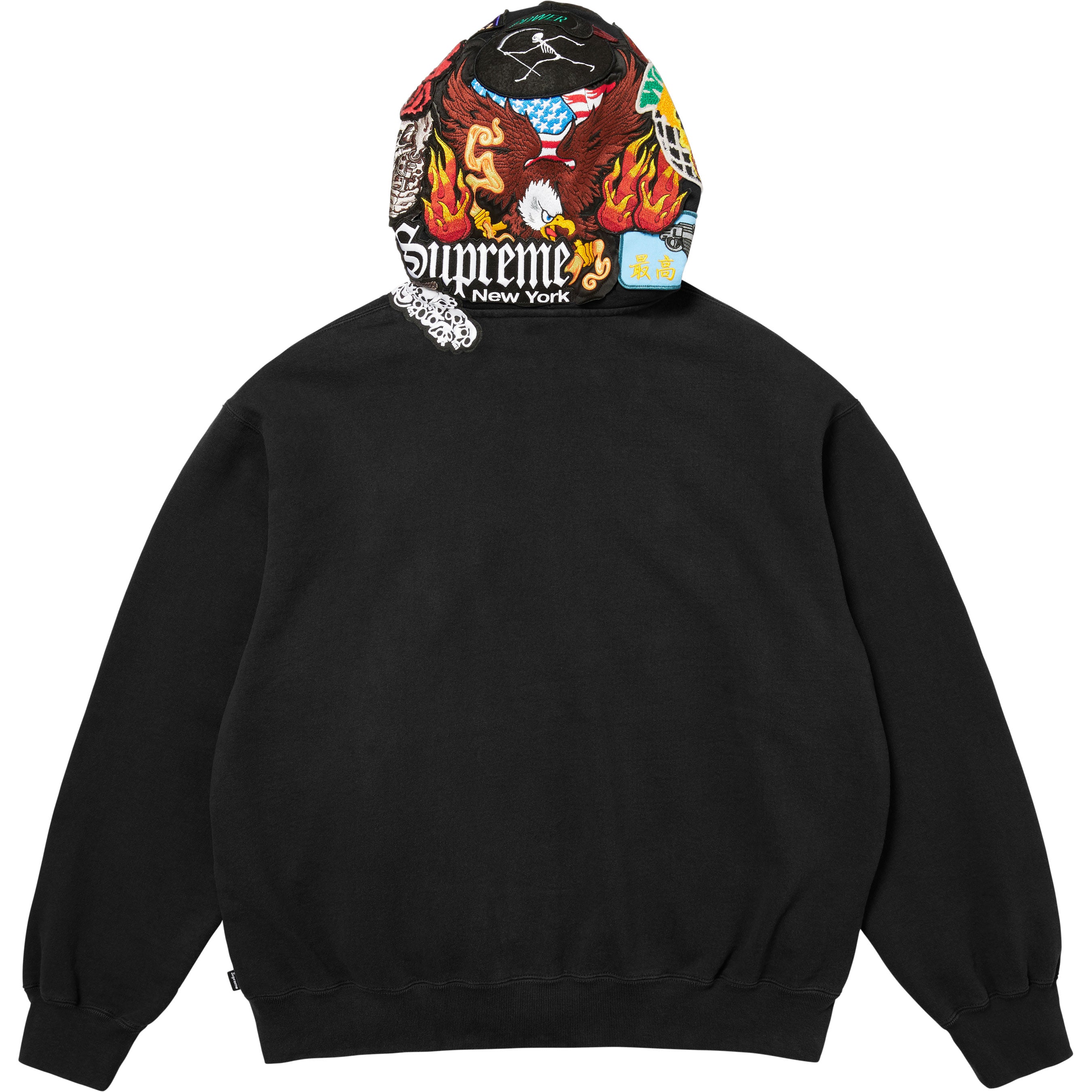 Patches Zip Up Hooded Sweatshirt