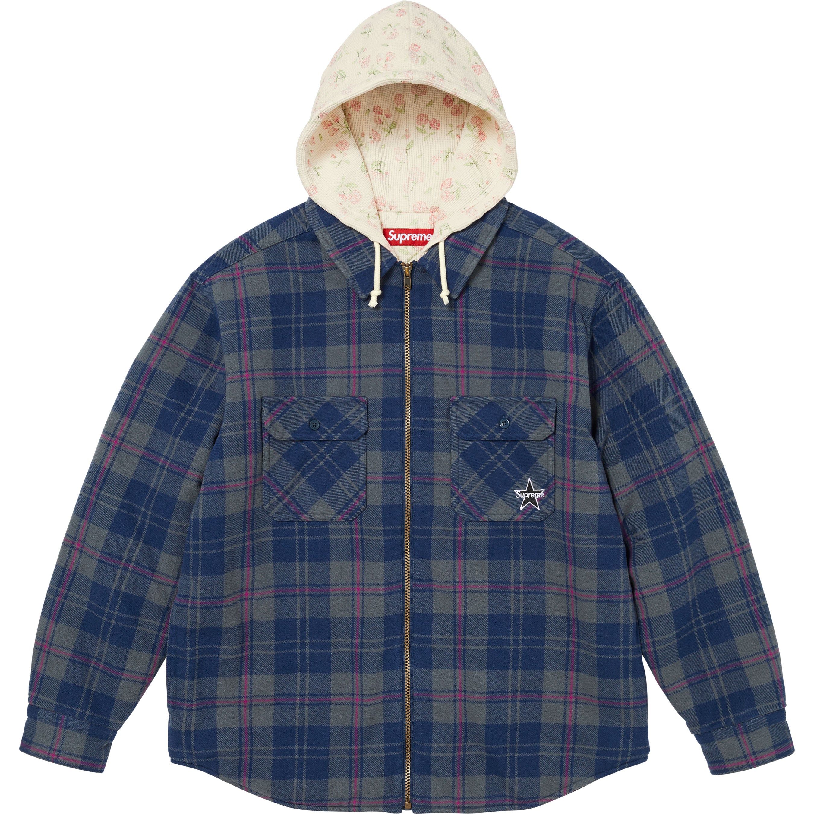 Thermal Lined Hooded Flannel Zip Up Shirt