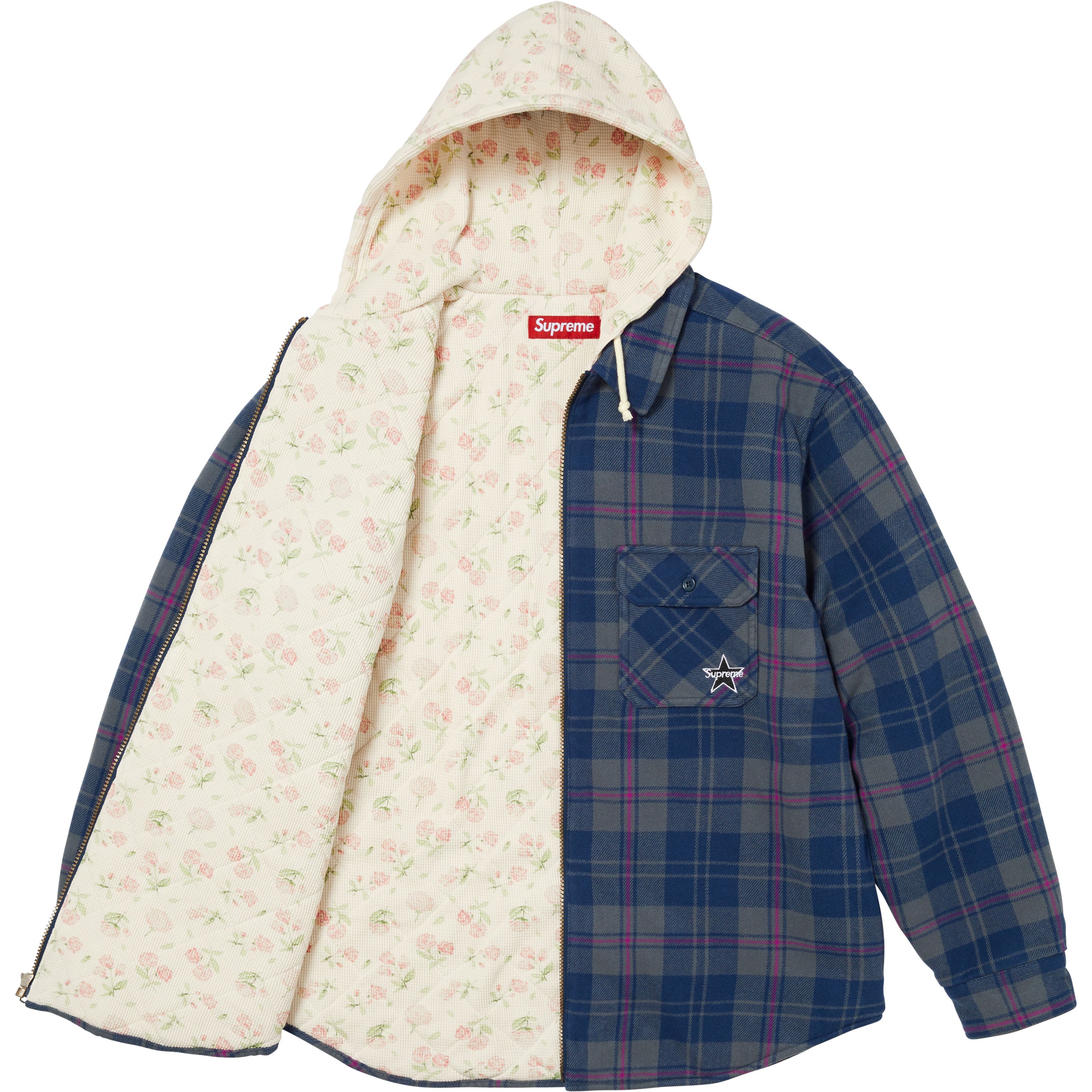 Thermal Lined Hooded Flannel Zip Up Shirt