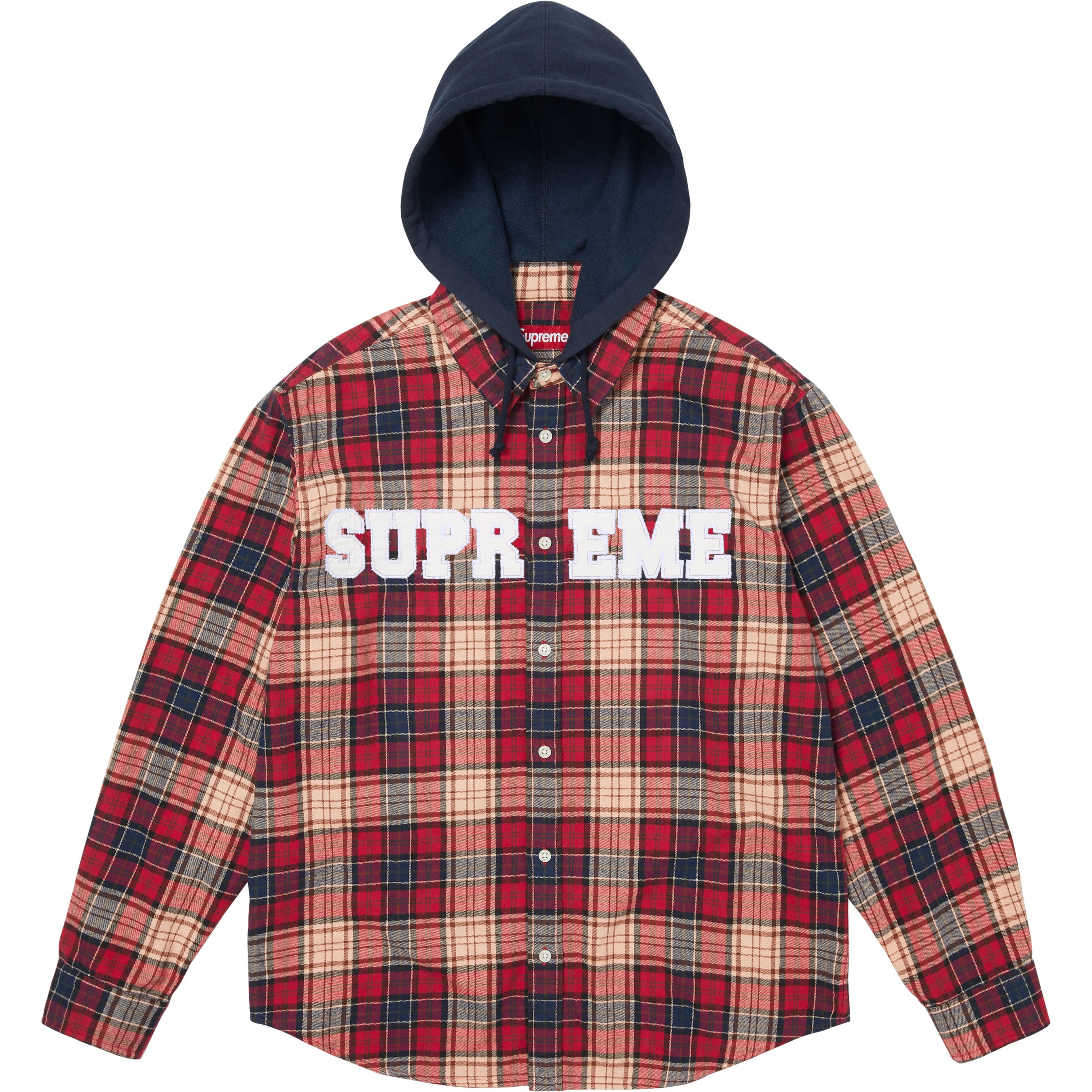 Appliqué Hooded Flannel Shirt
