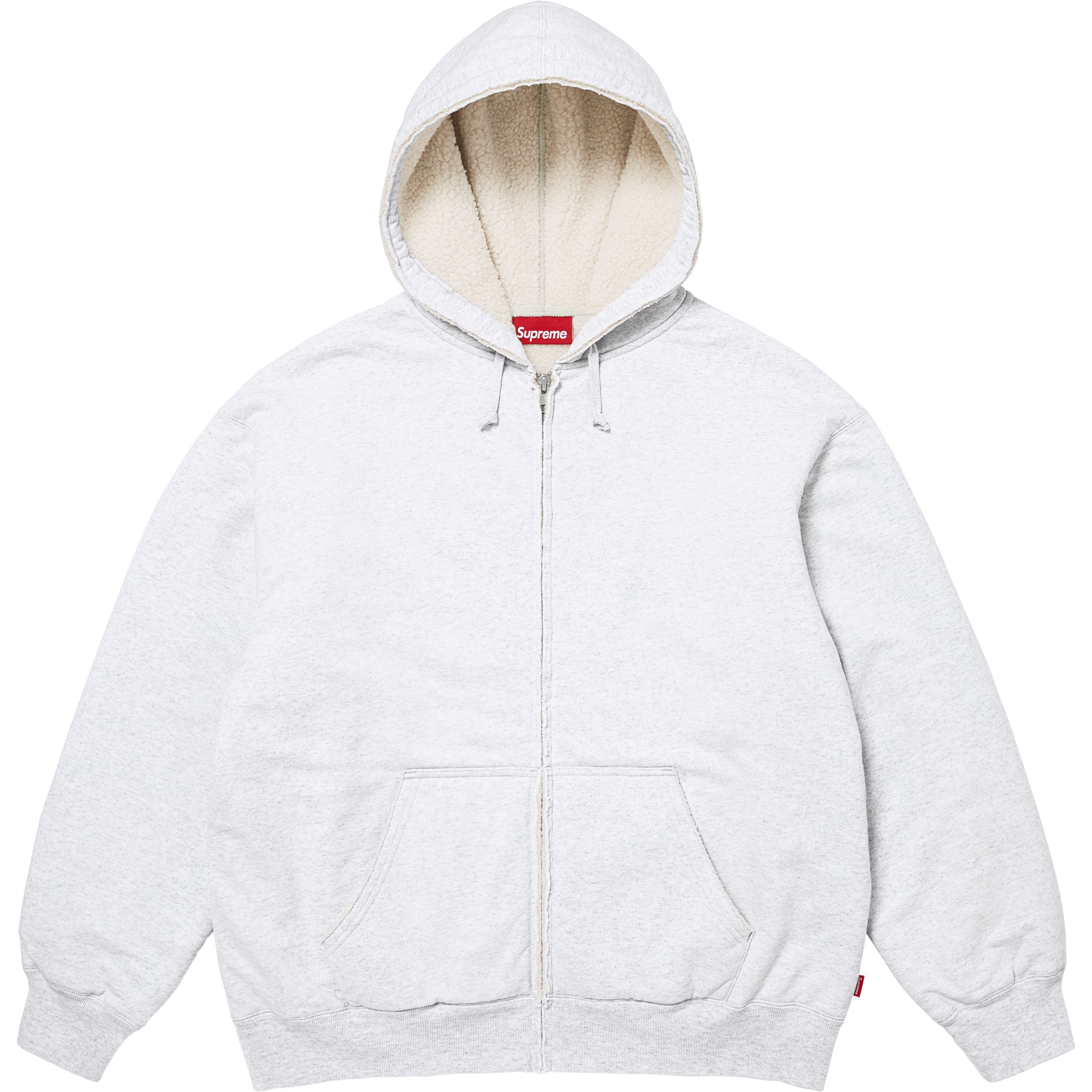 Shearling Lined Zip Up Hooded Sweatshirt