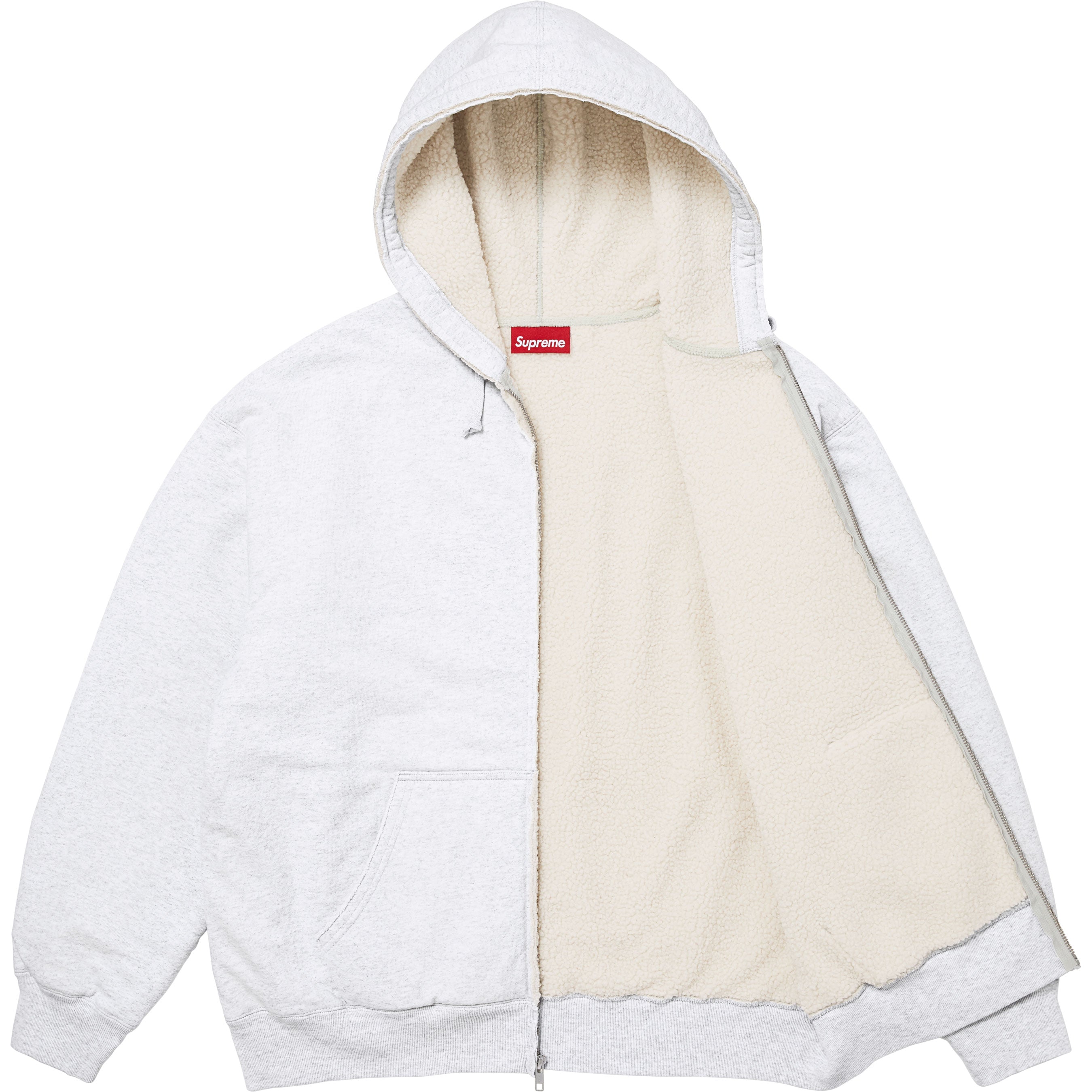 Shearling Lined Zip Up Hooded Sweatshirt