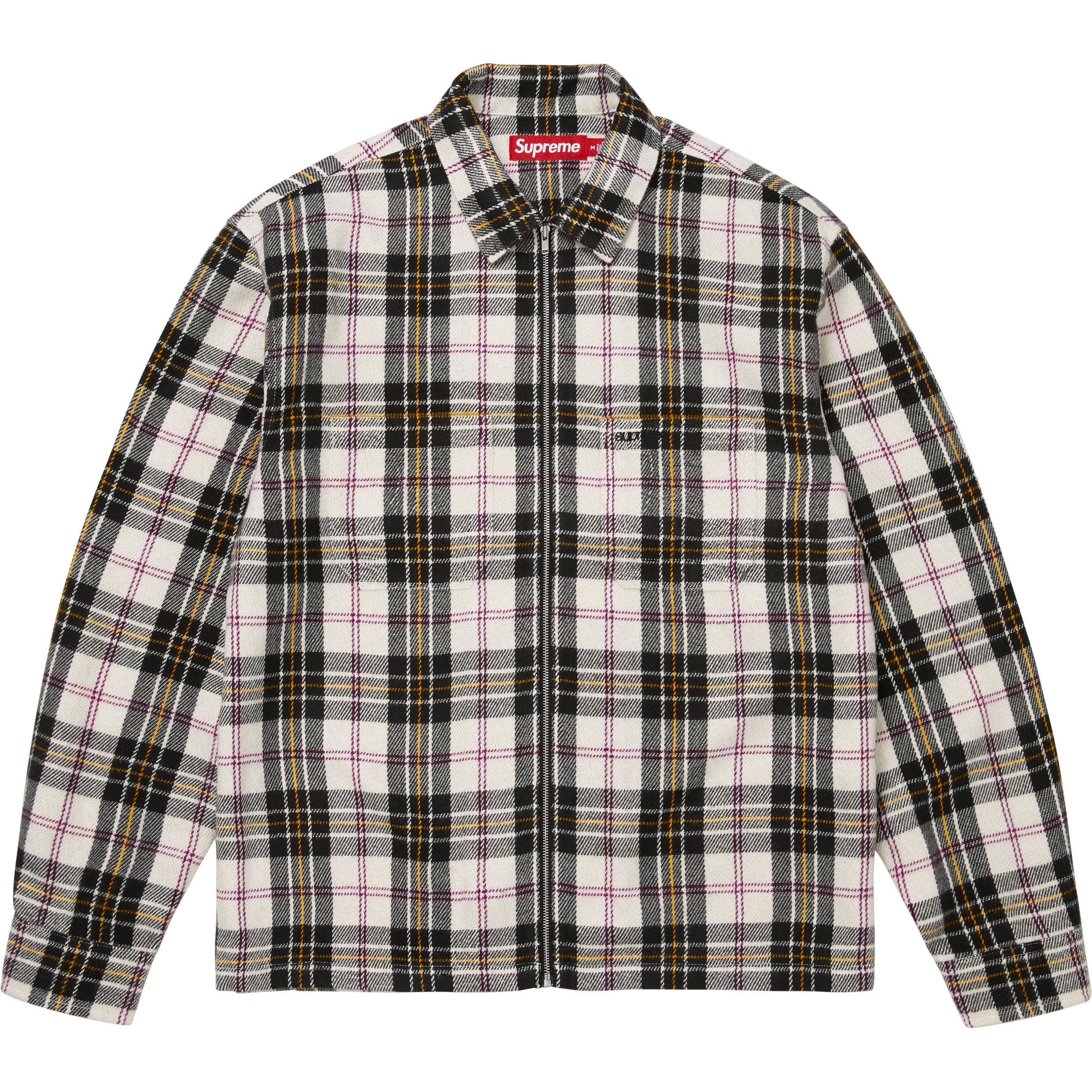 Metallic Flannel Zip Up Shirt