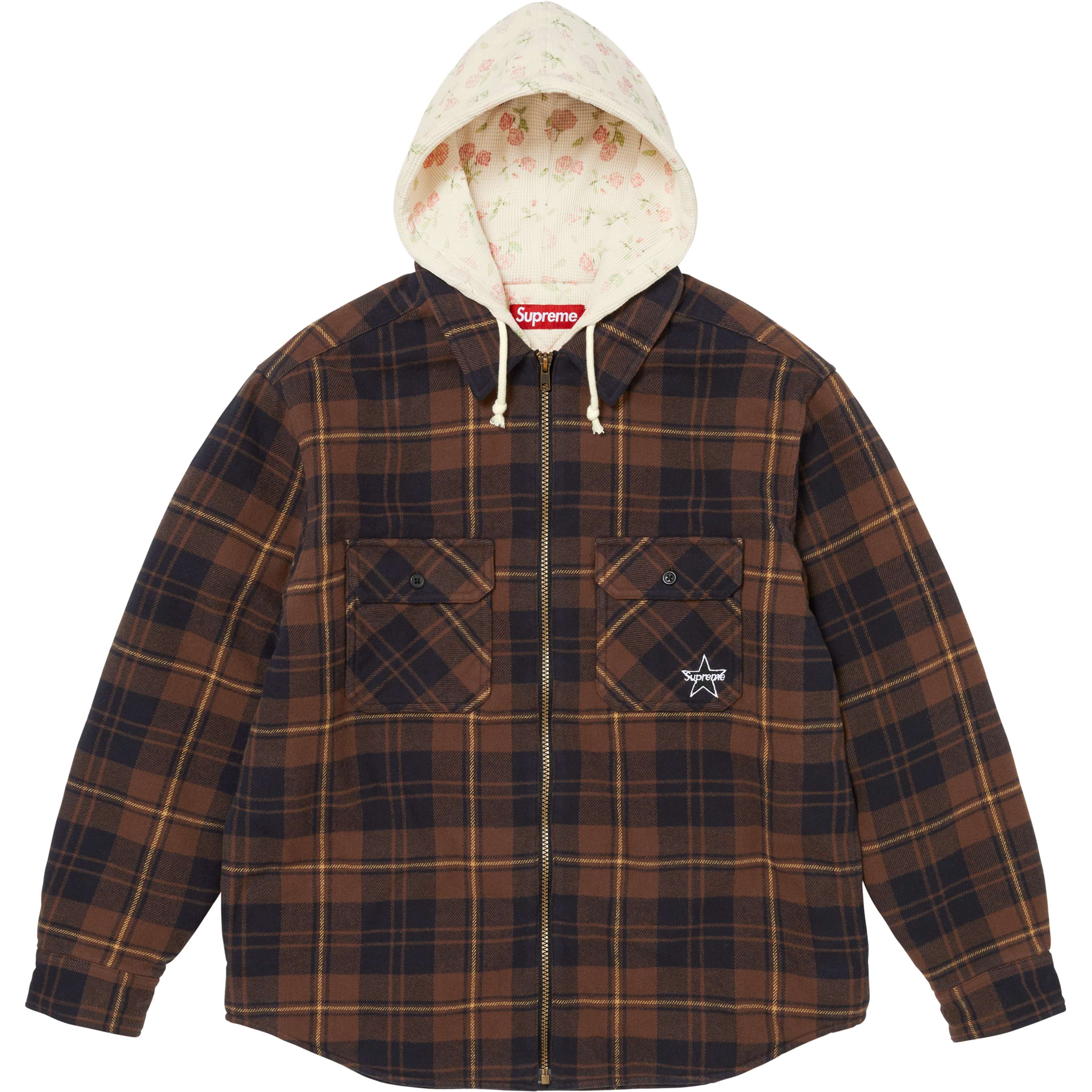 Thermal Lined Hooded Flannel Zip Up Shirt