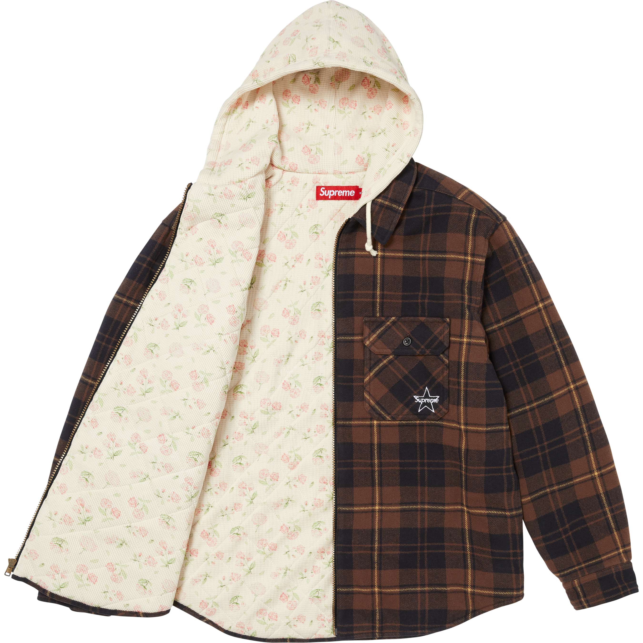 Thermal Lined Hooded Flannel Zip Up Shirt