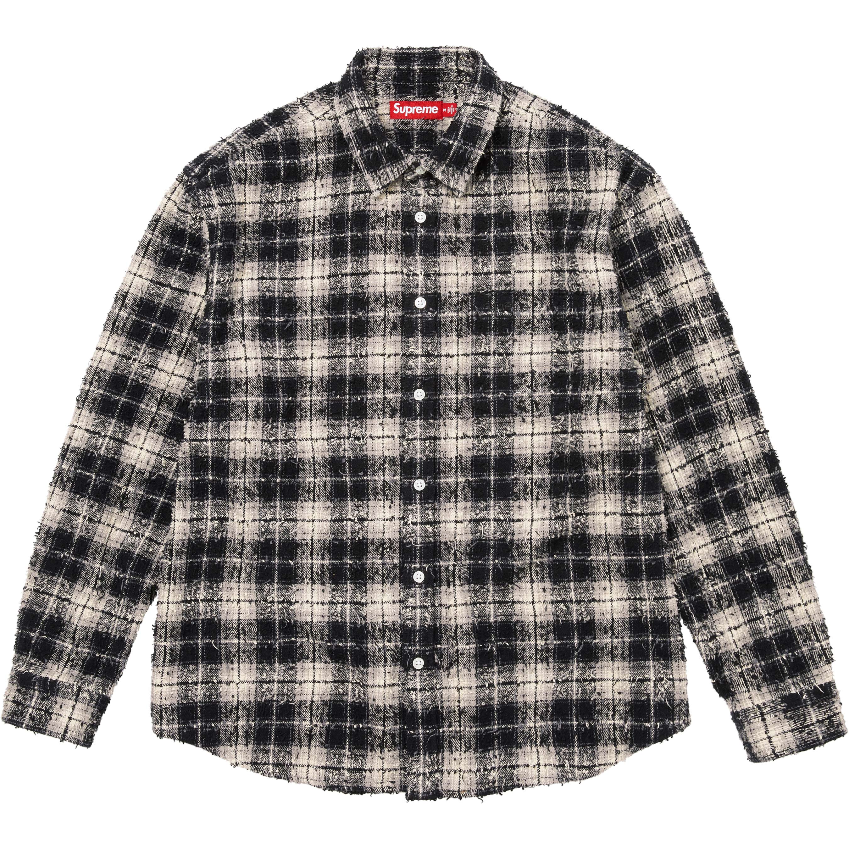 Frayed Textured Plaid Shirt